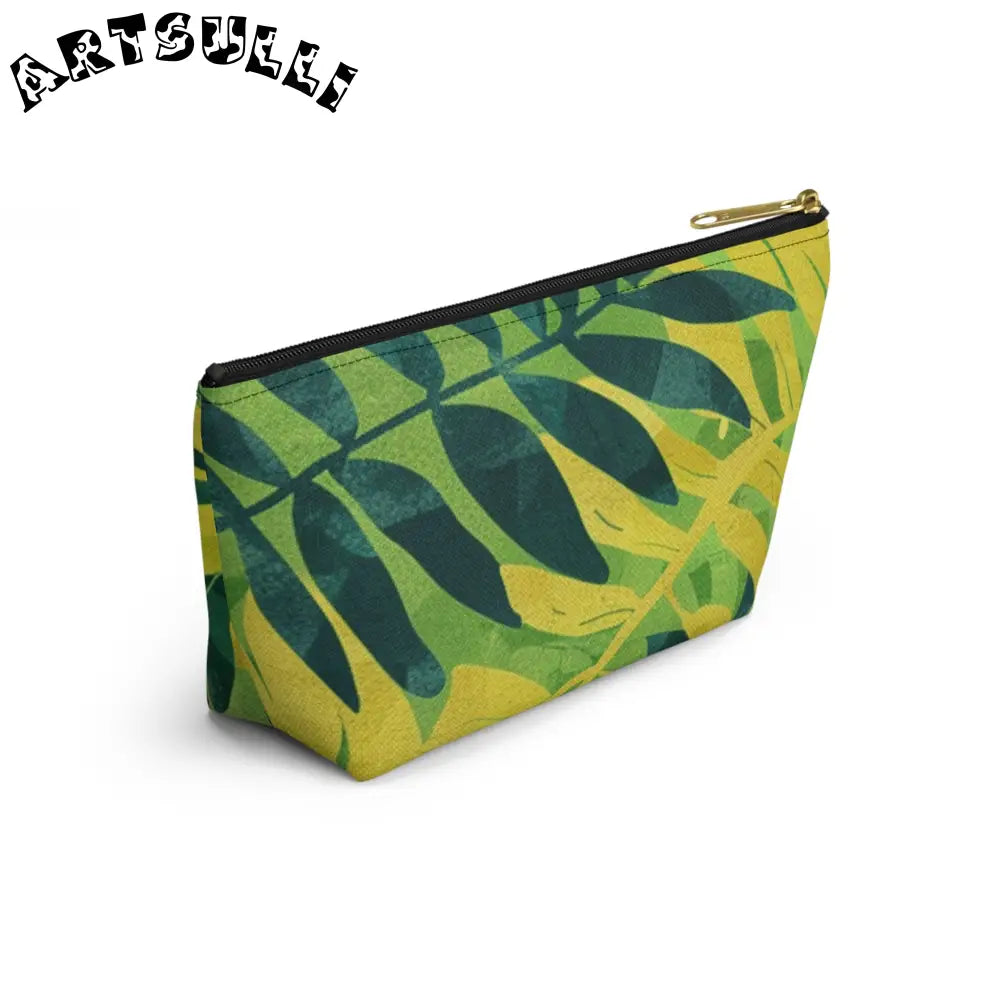 Green and Yellow Leaf T-Bottom Pouch, Artsulli - Art is Long, Life is Short, Bags, , , , , , , 