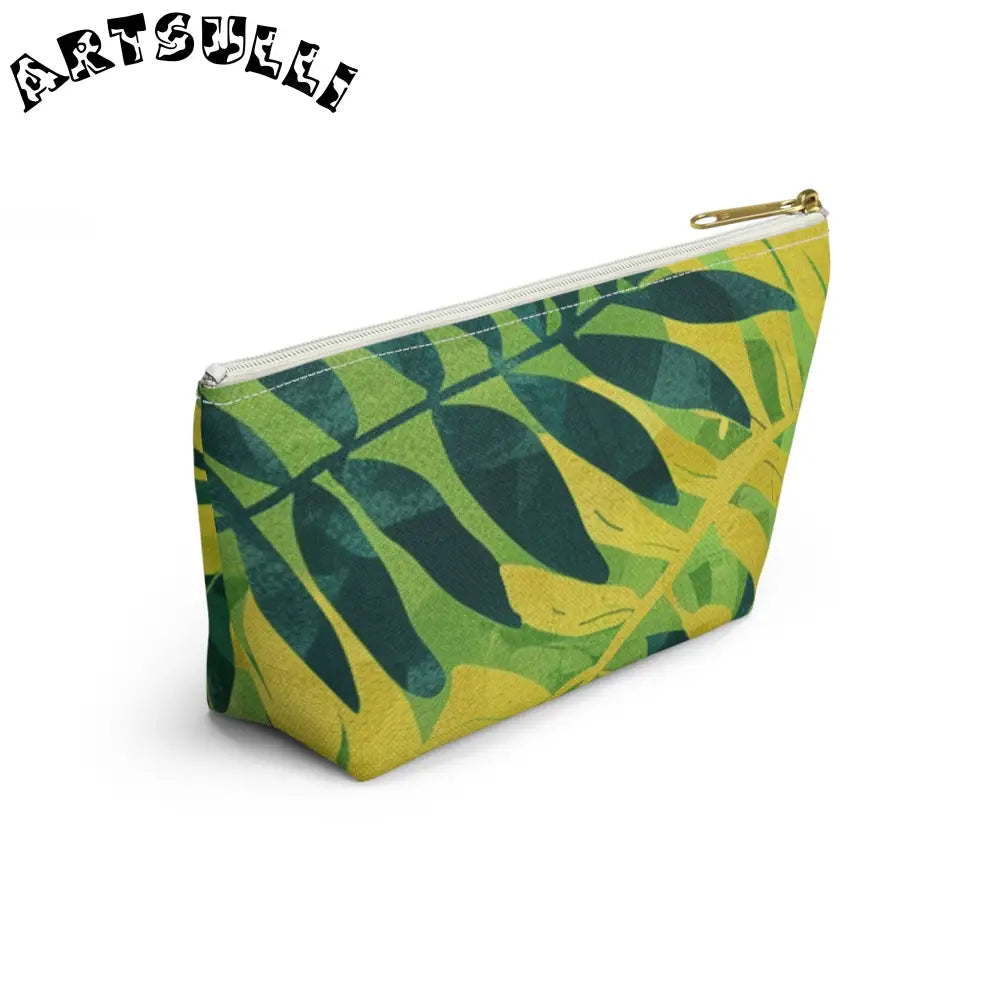 Green and Yellow Leaf T-Bottom Pouch, Artsulli - Art is Long, Life is Short, Bags, , , , , , , 