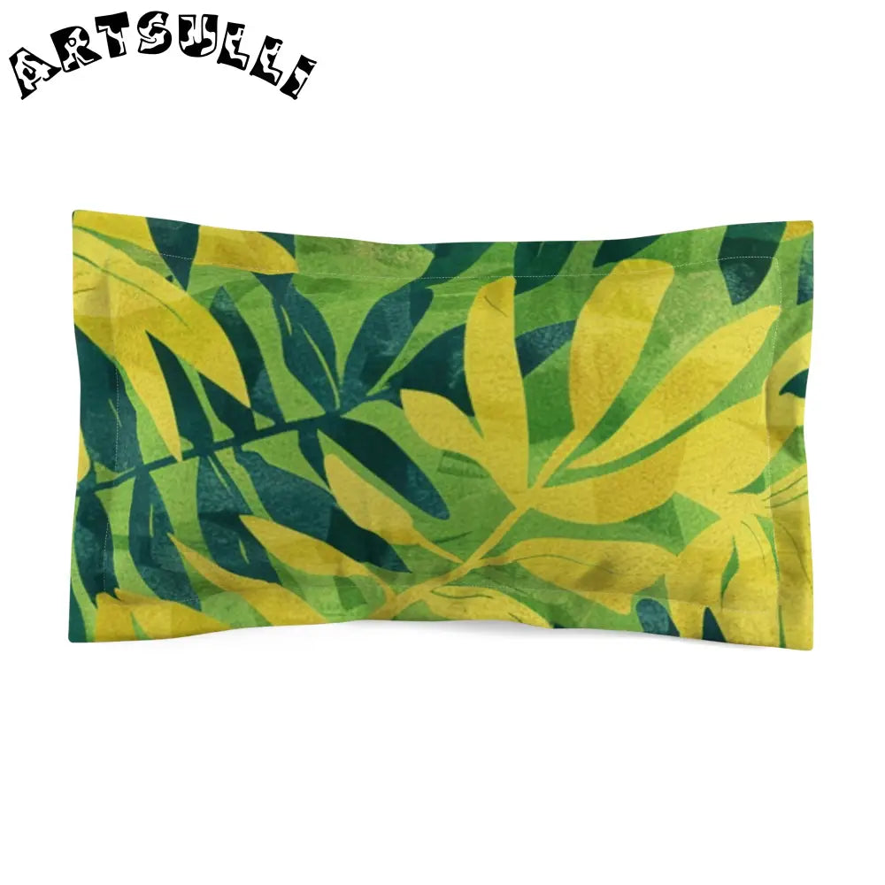 Green and Yellow Tropical Leaf Art Printed Pillow Sham, Artsulli - Art is Long, Life is Short, Home Decor, Size, King, , , , , 24176949397688986498
