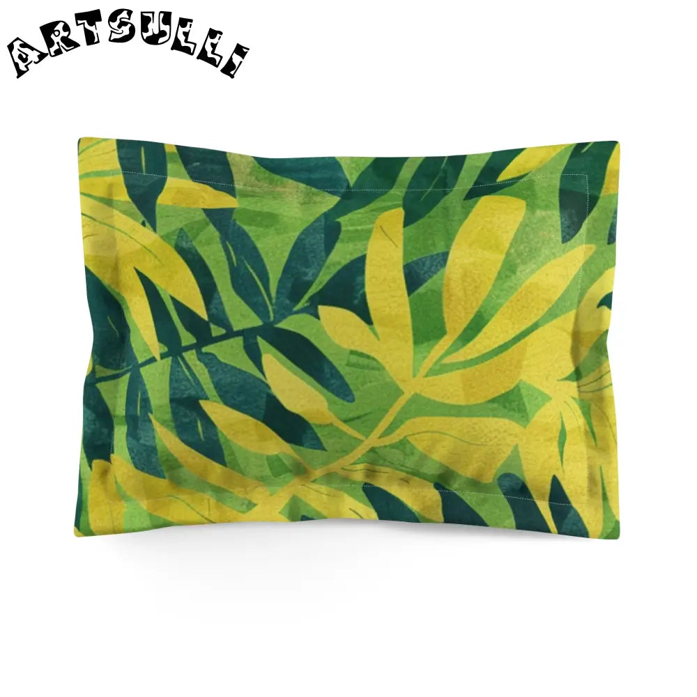 Green and Yellow Tropical Leaf Art Printed Pillow Sham, Artsulli - Art is Long, Life is Short, Home Decor, Size, Standard, , , , , 18644142840730168169