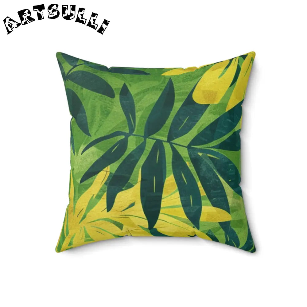 Green and Yellow Tropical Leaf Throw Pillow, Artsulli - Art is Long, Life is Short, Home Decor, Size, 18" × 18", , , , , 17672009057500512609