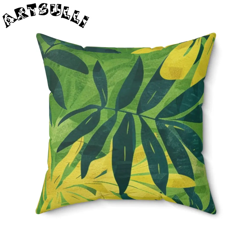 Green and Yellow Tropical Leaf Throw Pillow, Artsulli - Art is Long, Life is Short, Home Decor, Size, 20" × 20", , , , , 39898818377419976114