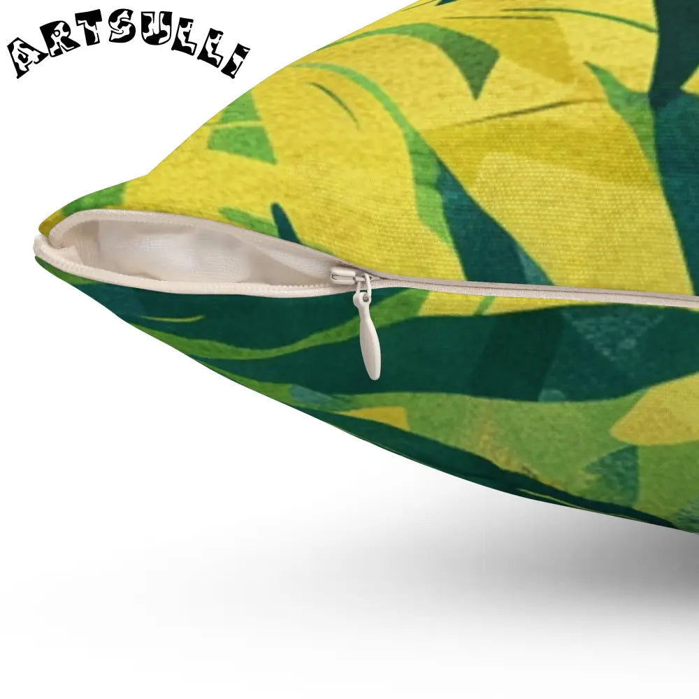 Green and Yellow Tropical Leaf Throw Pillow, Artsulli - Art is Long, Life is Short, Home Decor, , , , , , , 