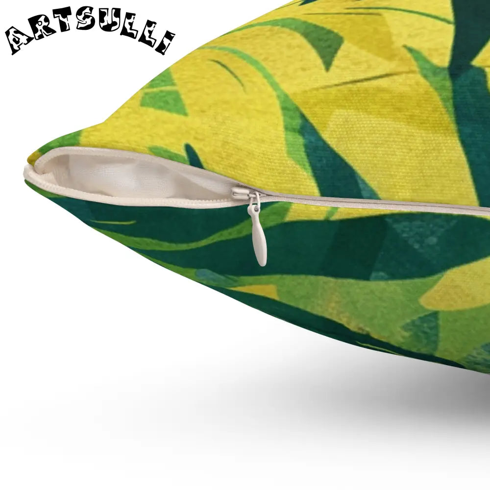 Green and Yellow Tropical Leaf Throw Pillow, Artsulli - Art is Long, Life is Short, Home Decor, , , , , , , 