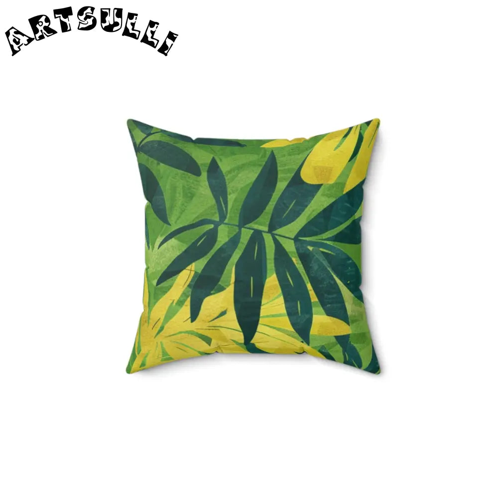 Green and Yellow Tropical Leaf Throw Pillow, Artsulli - Art is Long, Life is Short, Home Decor, Size, 14" × 14", , , , , 31324029191120806933