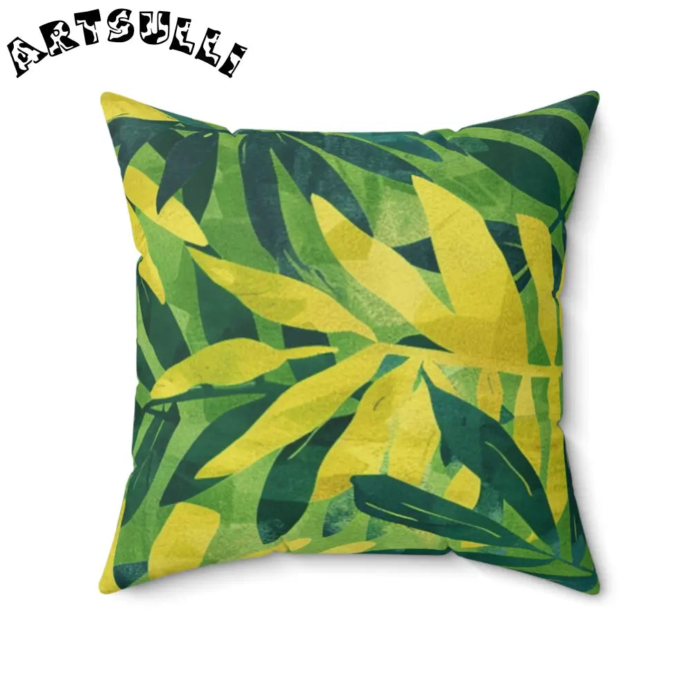 Green and Yellow Tropical Leaf Throw Pillow, Artsulli - Art is Long, Life is Short, Home Decor, , , , , , , 