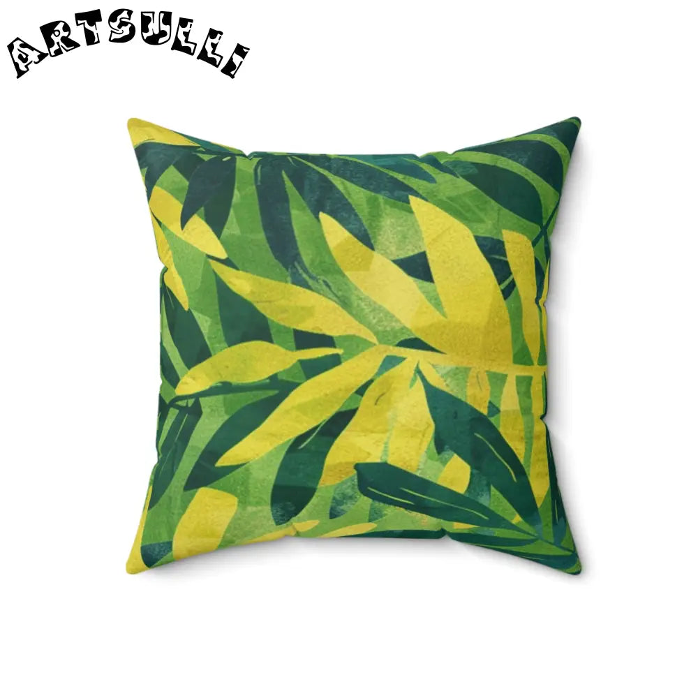 Green and Yellow Tropical Leaf Throw Pillow, Artsulli - Art is Long, Life is Short, Home Decor, , , , , , , 
