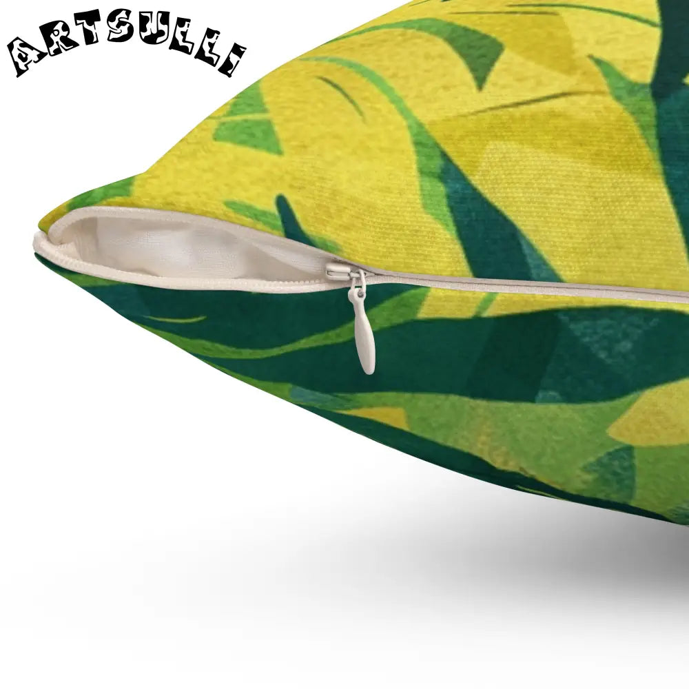 Green and Yellow Tropical Leaf Throw Pillow, Artsulli - Art is Long, Life is Short, Home Decor, , , , , , , 