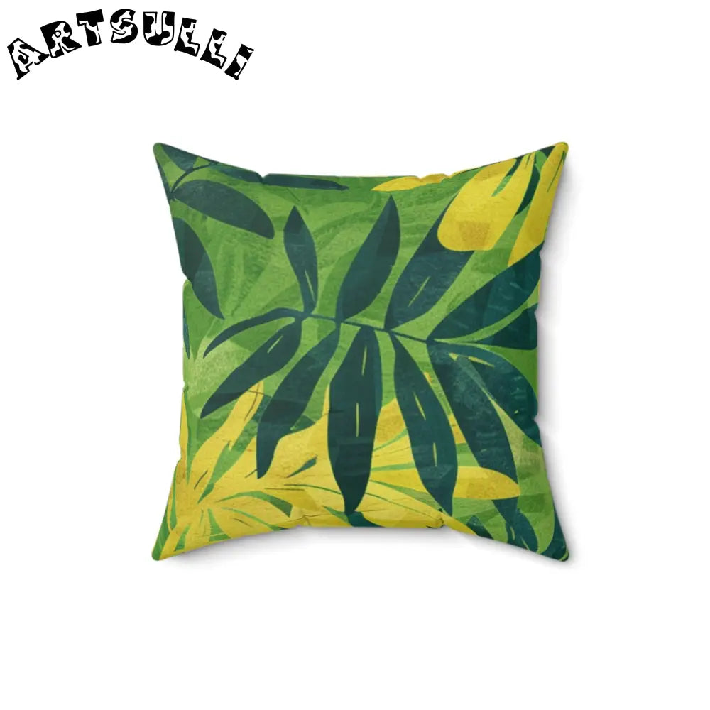 Green and Yellow Tropical Leaf Throw Pillow, Artsulli - Art is Long, Life is Short, Home Decor, Size, 16" × 16", , , , , 25974535538471845922