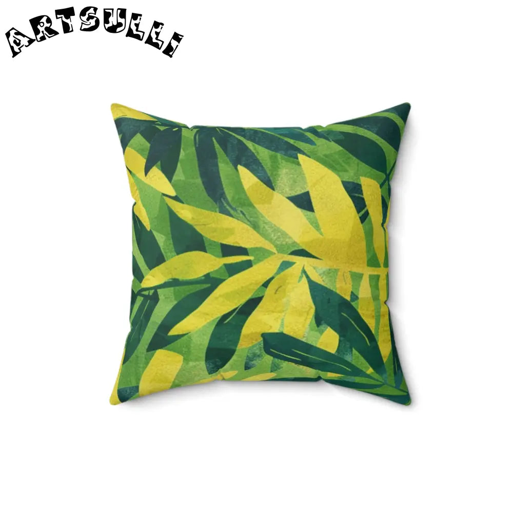 Green and Yellow Tropical Leaf Throw Pillow, Artsulli - Art is Long, Life is Short, Home Decor, , , , , , , 