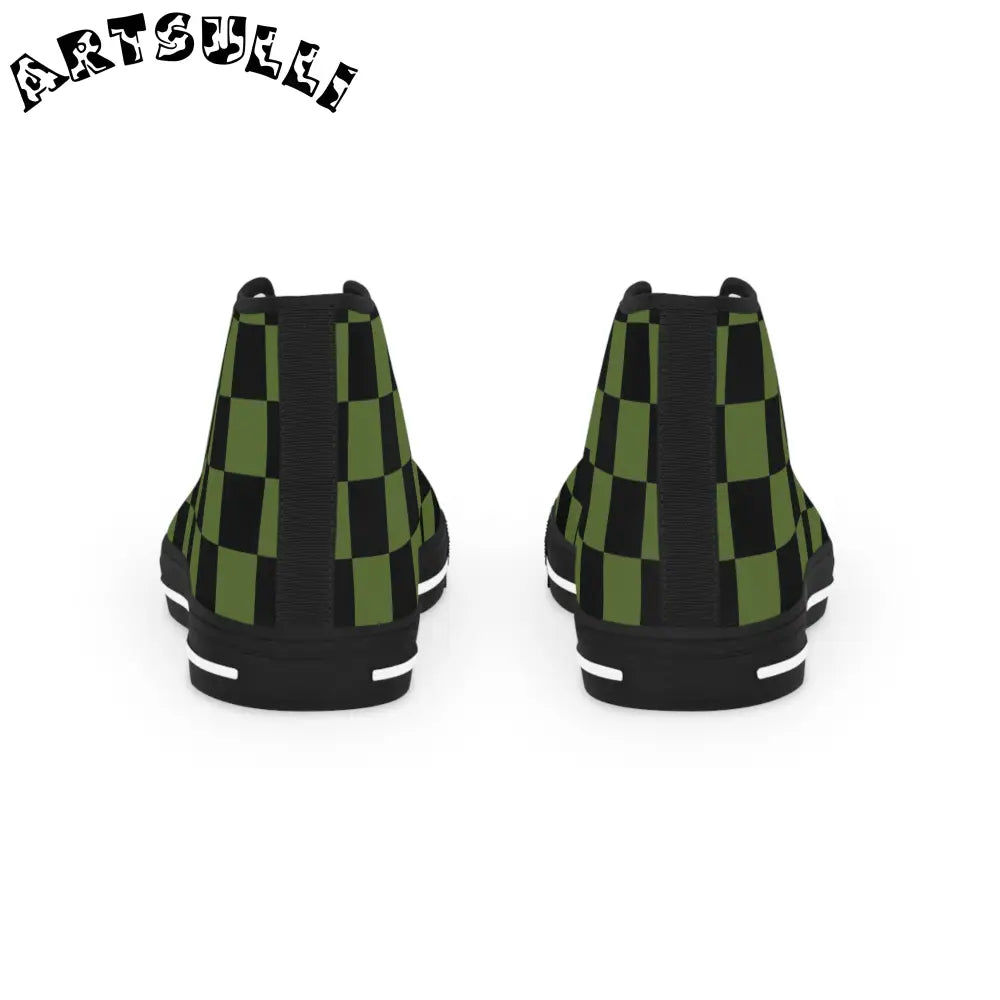 Green Checkered High Tops Featuring Hi-Poly Deodorant, Artsulli - Art is Long, Life is Short, Shoes, , , , , , , 