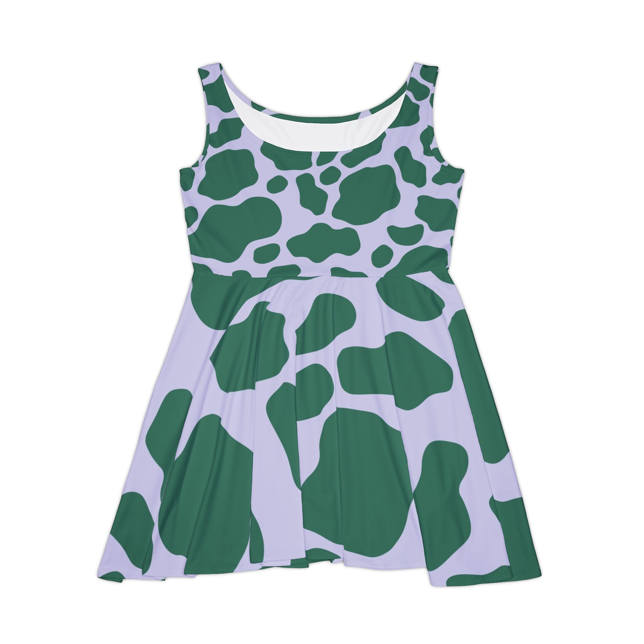 Printify Green Cow Print Skater Dress 2025