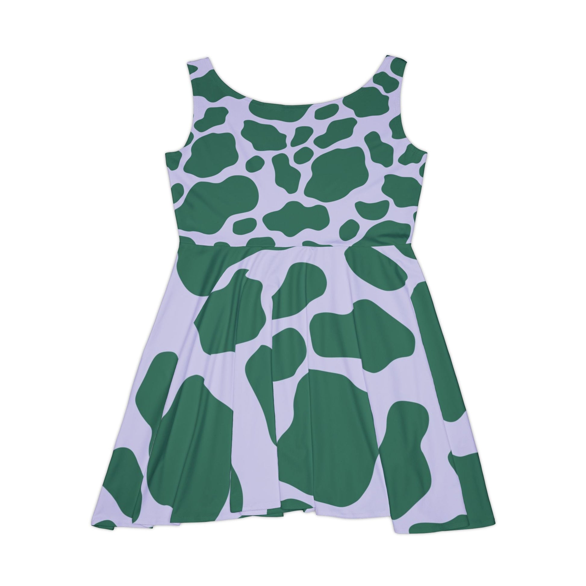 Green Cow Print Skater Dress, Artsulli - Art is Long, Life is Short, All Over Prints, , , , , , , 