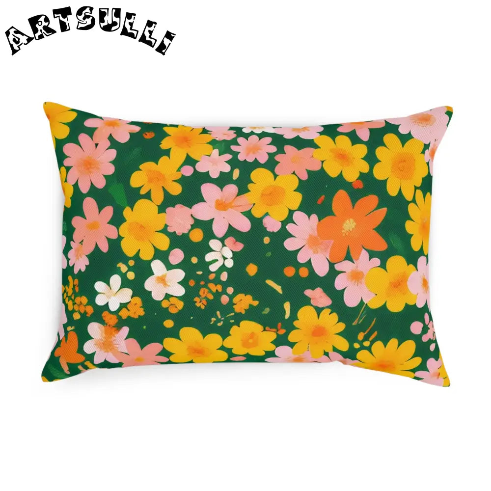 Green Floral Cotton Throw Pillow, Artsulli - Art is Long, Life is Short, Home Decor, , , , , , , 