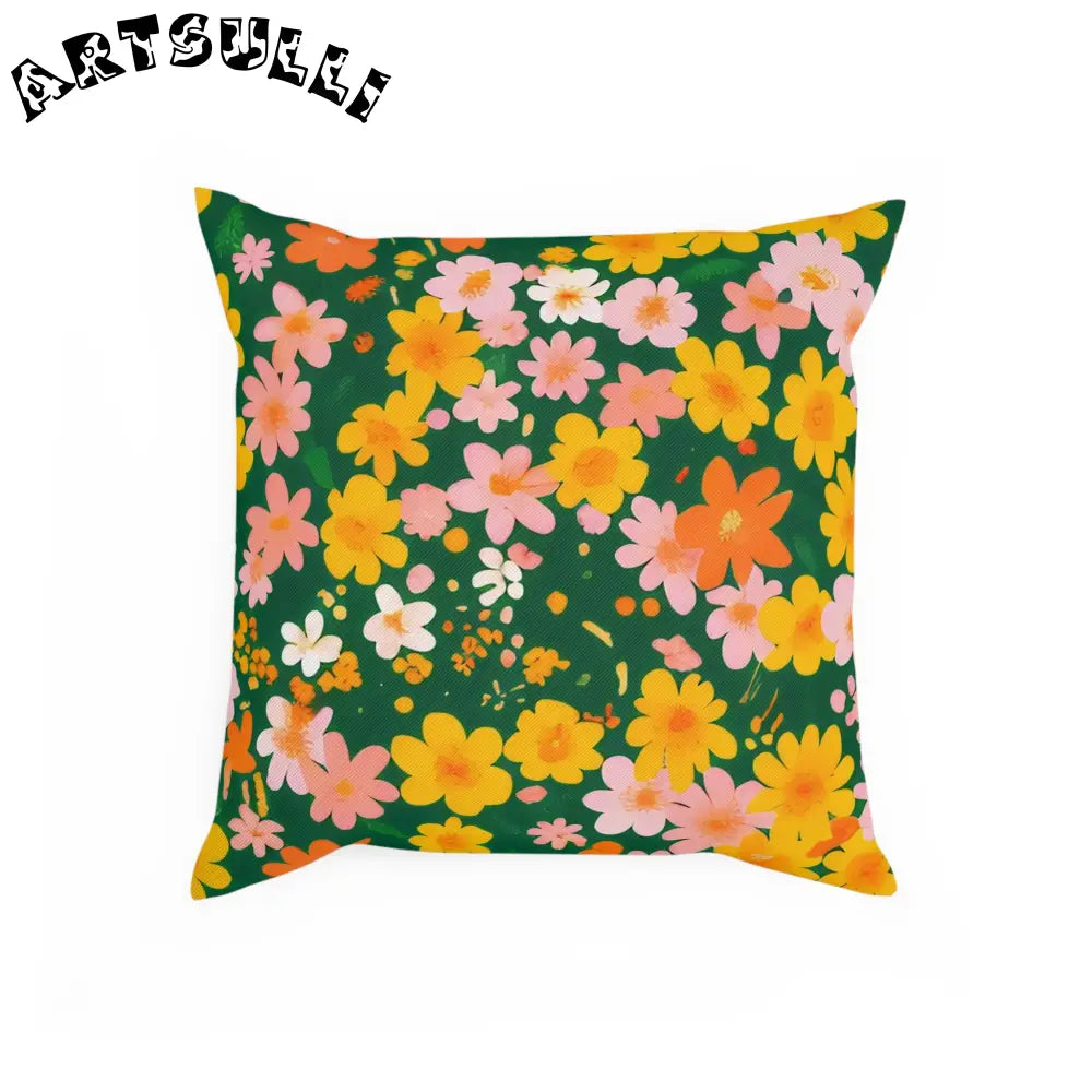 Green Floral Cotton Throw Pillow, Artsulli - Art is Long, Life is Short, Home Decor, , , , , , , 