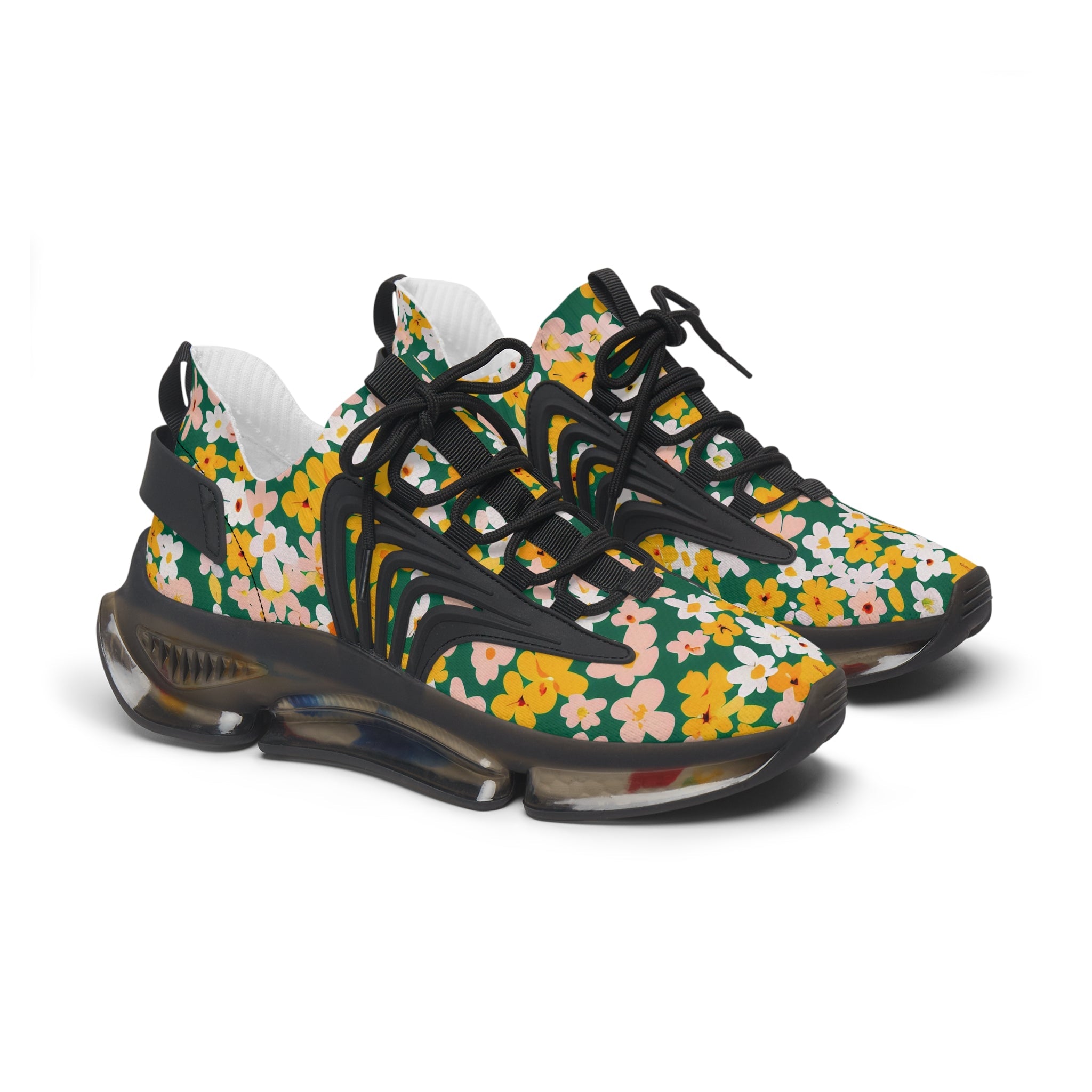 Green Floral Mesh Sneakers, Artsulli - Art is Long, Life is Short, Shoes, Color, Black sole, Size, US 5.5, , , 11223005013001439532