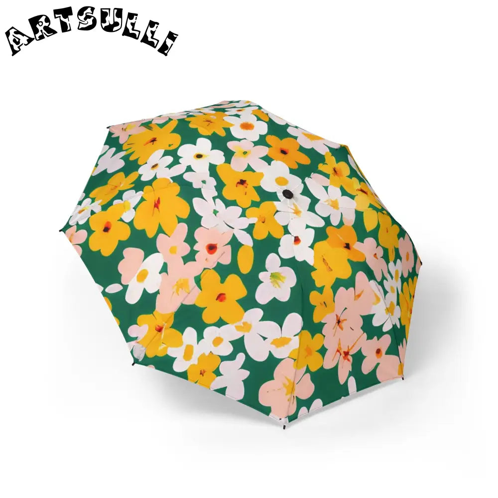 Green Floral Pattern Umbrella, Artsulli - Art is Long, Life is Short, Accessories, Size, One size, , , , , 18733135380963630410