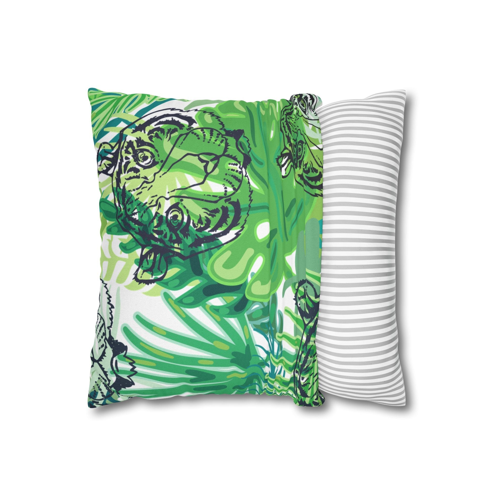 Green Jungle Tiger Pillow, Artsulli - Art is Long, Life is Short, Home Decor, , , , , , , 