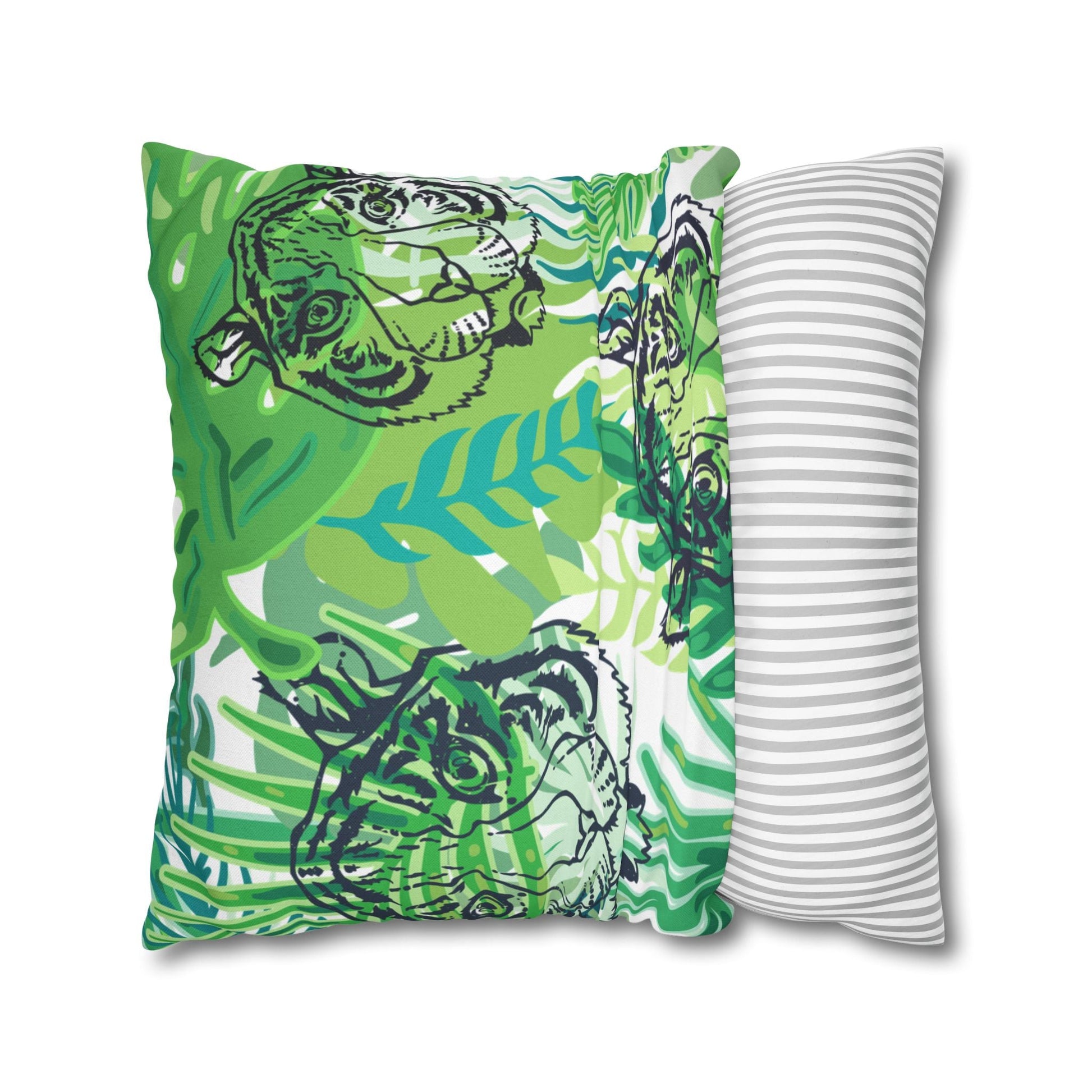 Green Jungle Tiger Pillow, Artsulli - Art is Long, Life is Short, Home Decor, , , , , , , 