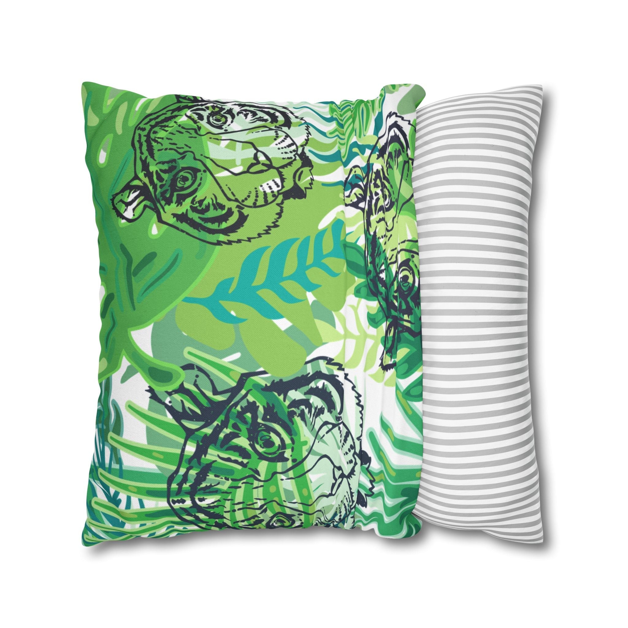Green Jungle Tiger Pillow, Artsulli - Art is Long, Life is Short, Home Decor, , , , , , , 