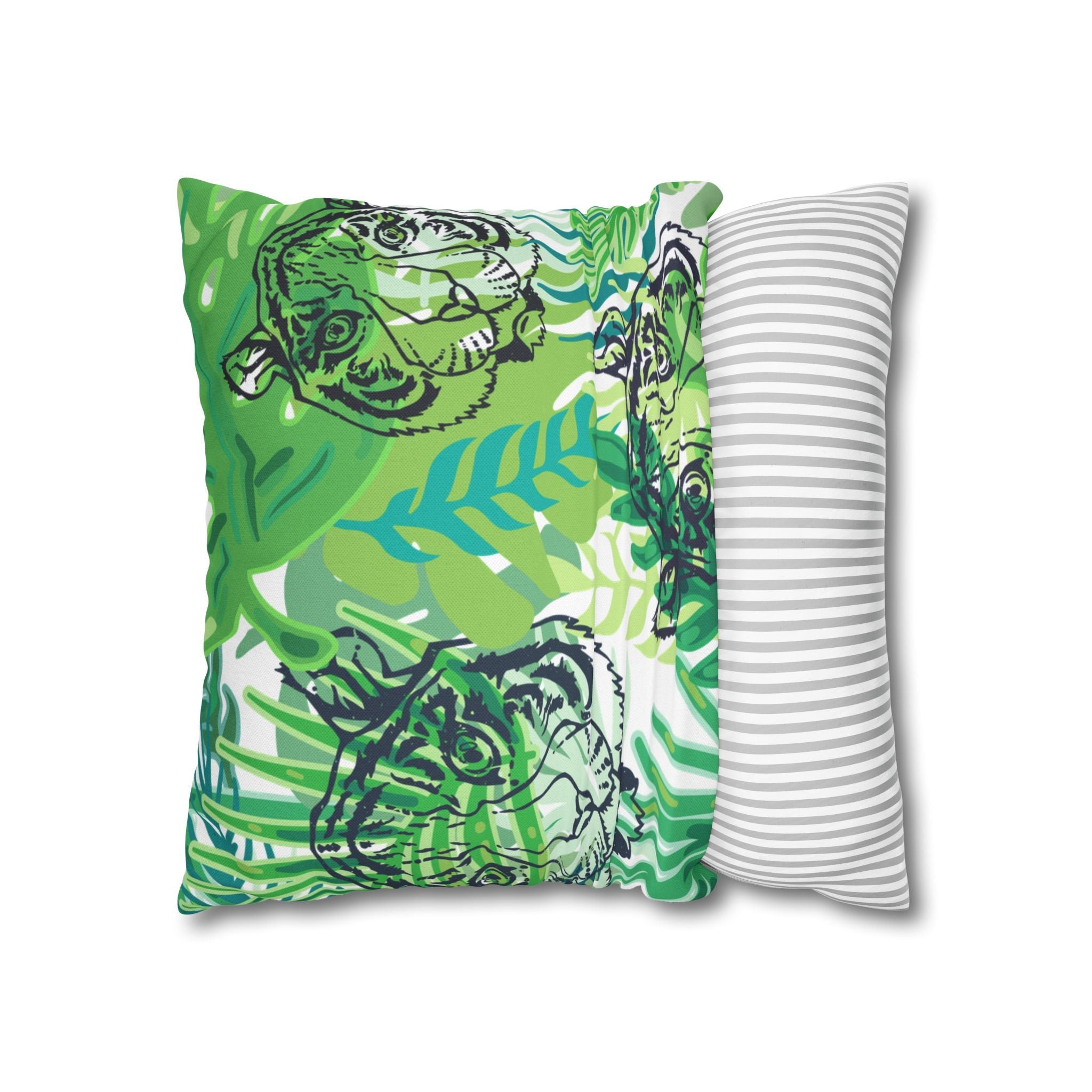 Green Jungle Tiger Pillow, Artsulli - Art is Long, Life is Short, Home Decor, , , , , , , 