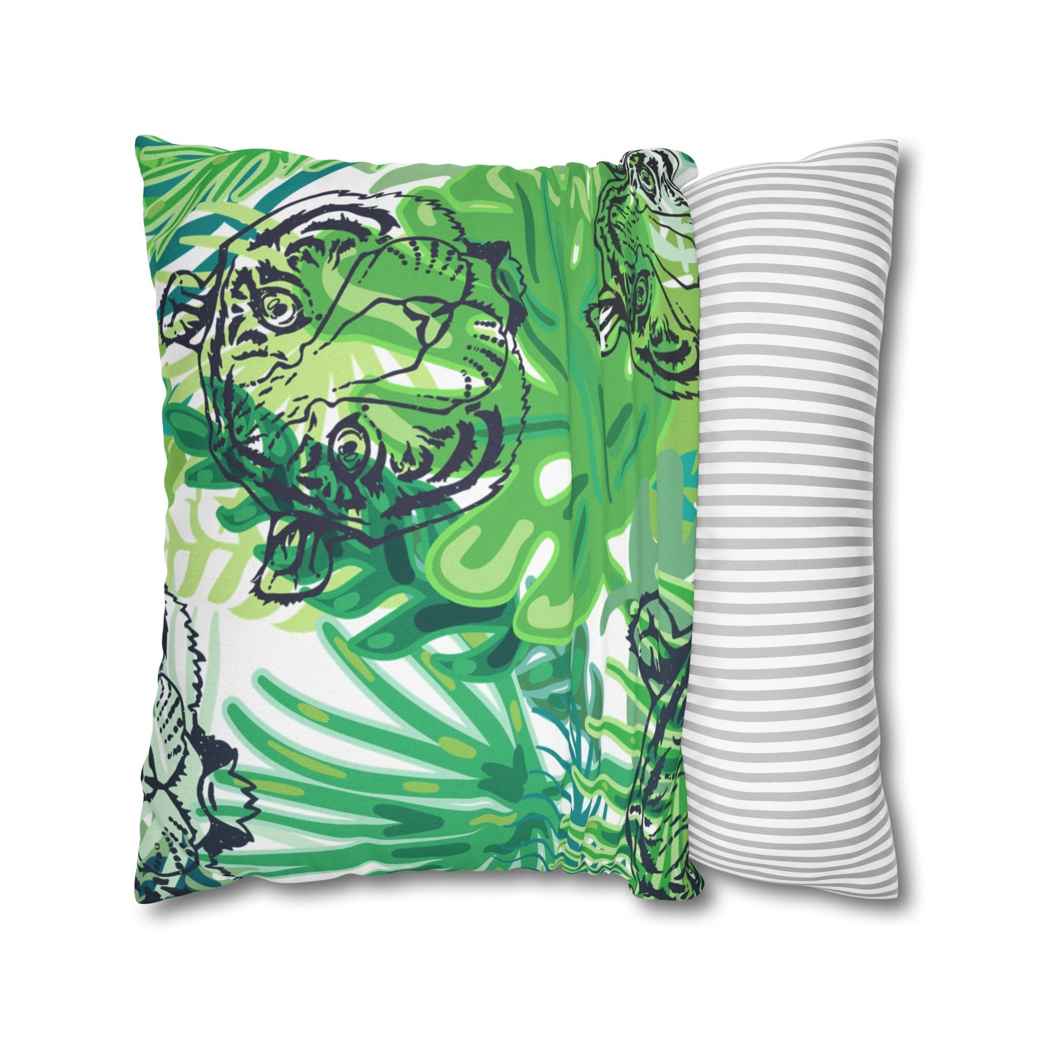 Green Jungle Tiger Pillow, Artsulli - Art is Long, Life is Short, Home Decor, , , , , , , 