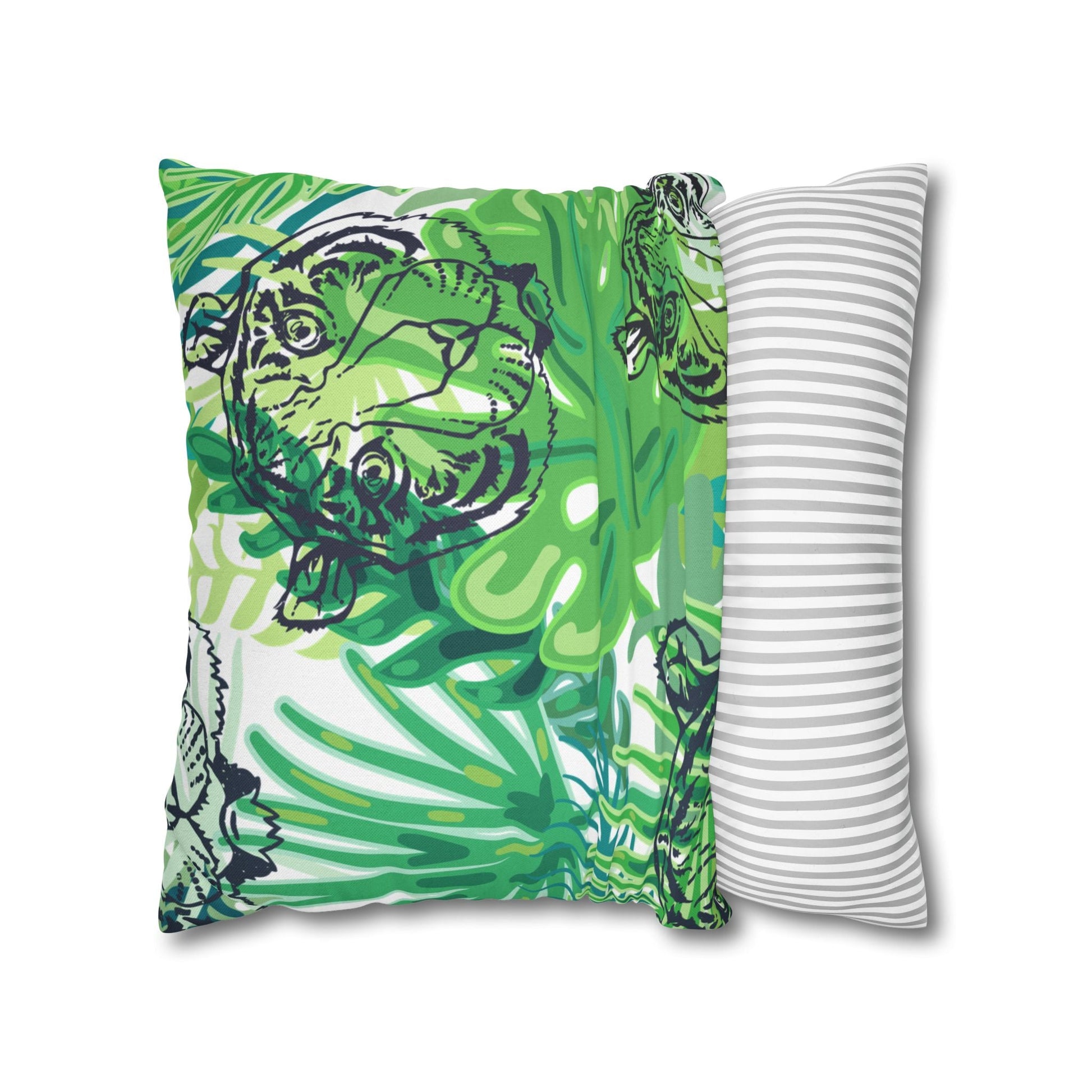 Green Jungle Tiger Pillow, Artsulli - Art is Long, Life is Short, Home Decor, , , , , , , 