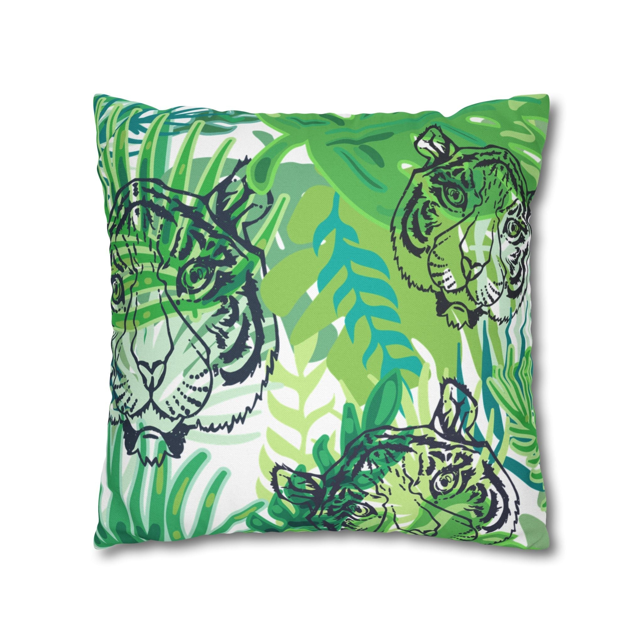 Green Jungle Tiger Pillow, Artsulli - Art is Long, Life is Short, Home Decor, , , , , , , 