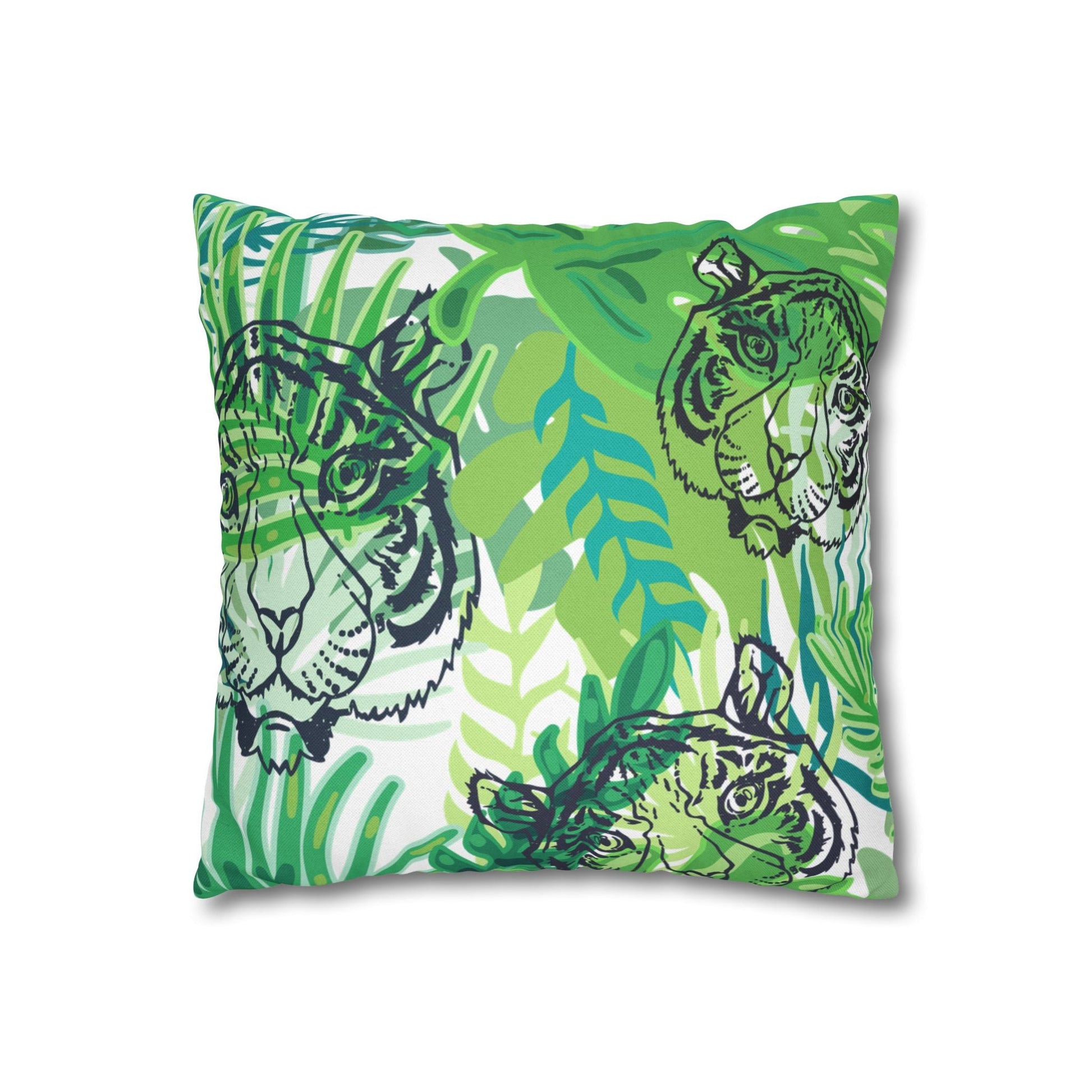 Green Jungle Tiger Pillow, Artsulli - Art is Long, Life is Short, Home Decor, , , , , , , 