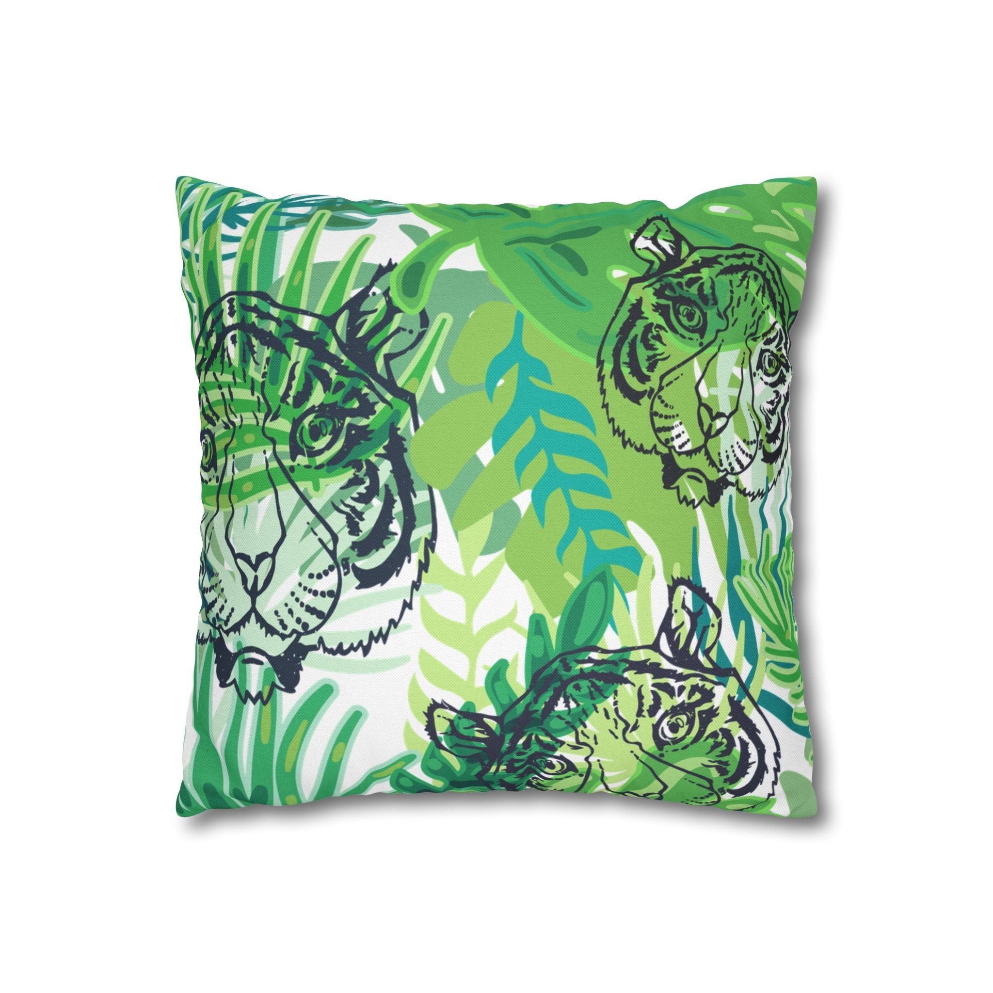 Green Jungle Tiger Pillow, Artsulli - Art is Long, Life is Short, Home Decor, , , , , , , 