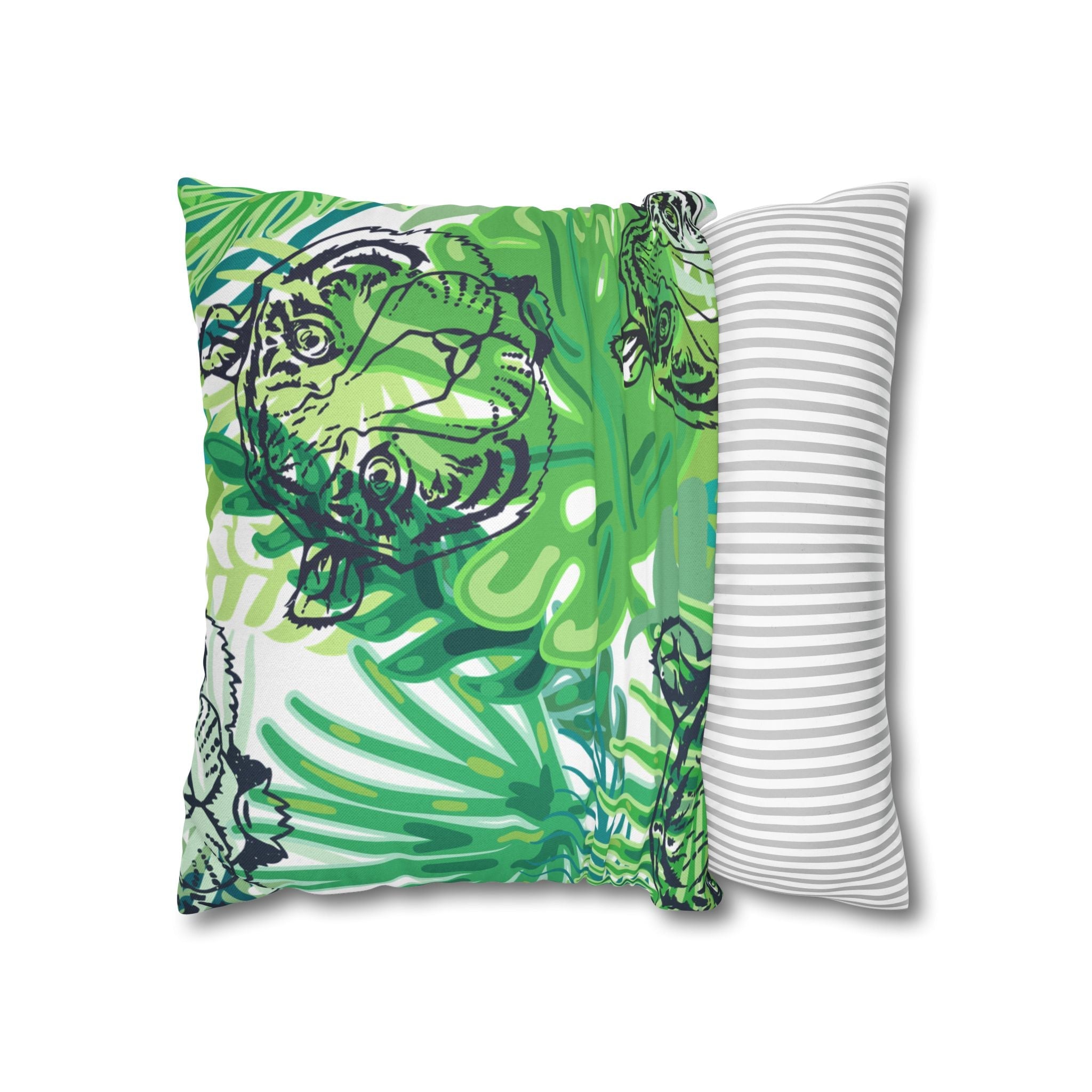 Green Jungle Tiger Pillow, Artsulli - Art is Long, Life is Short, Home Decor, , , , , , , 