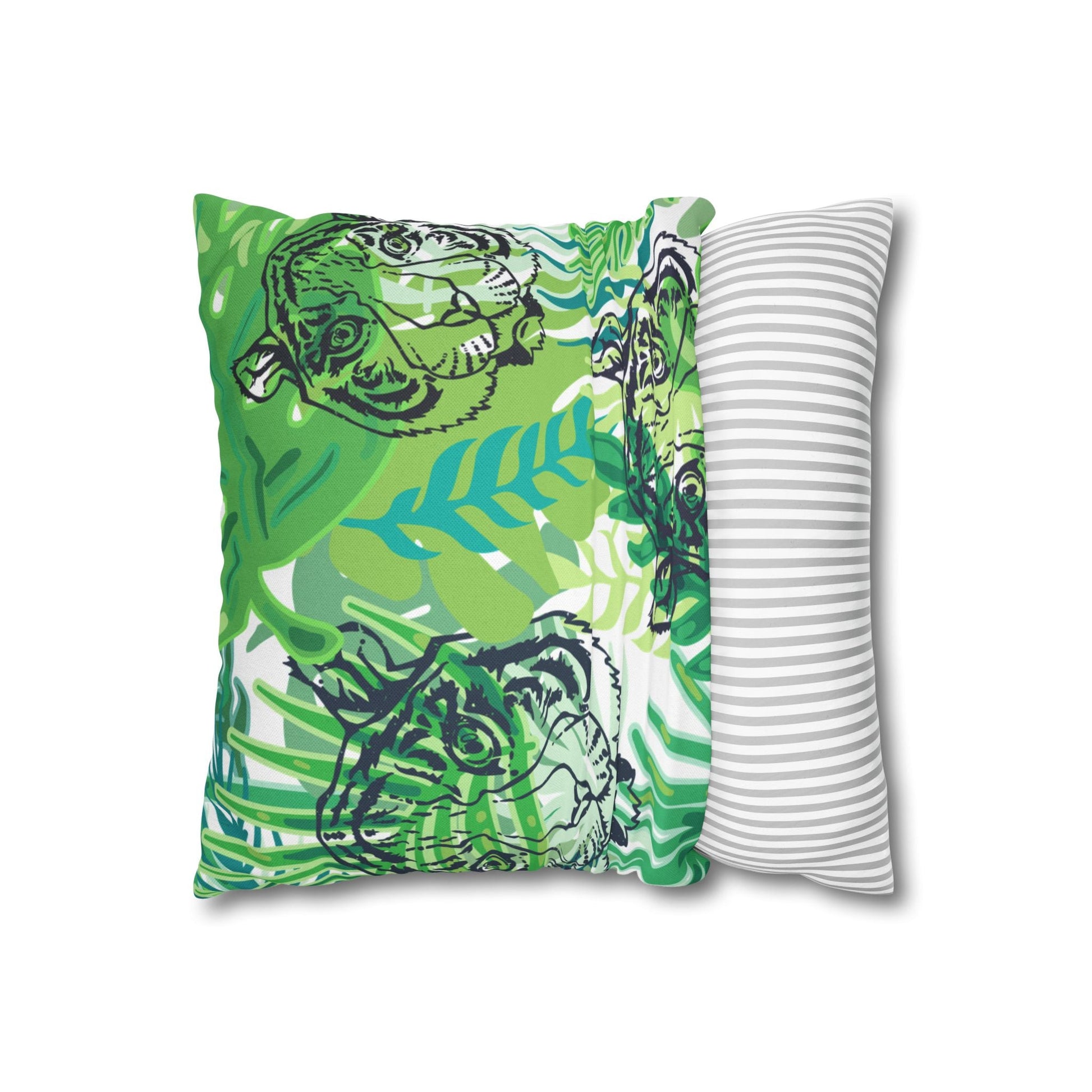 Green Jungle Tiger Pillow, Artsulli - Art is Long, Life is Short, Home Decor, , , , , , , 