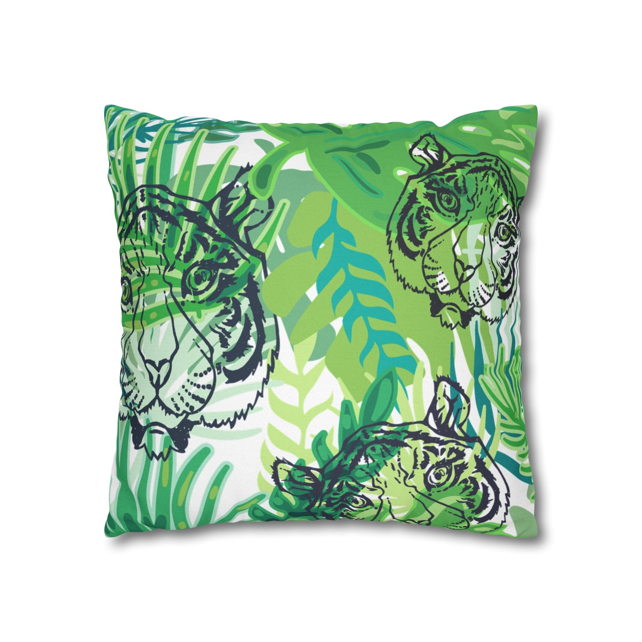 Green Jungle Tiger Pillow, Artsulli - Art is Long, Life is Short, Home Decor, , , , , , , 