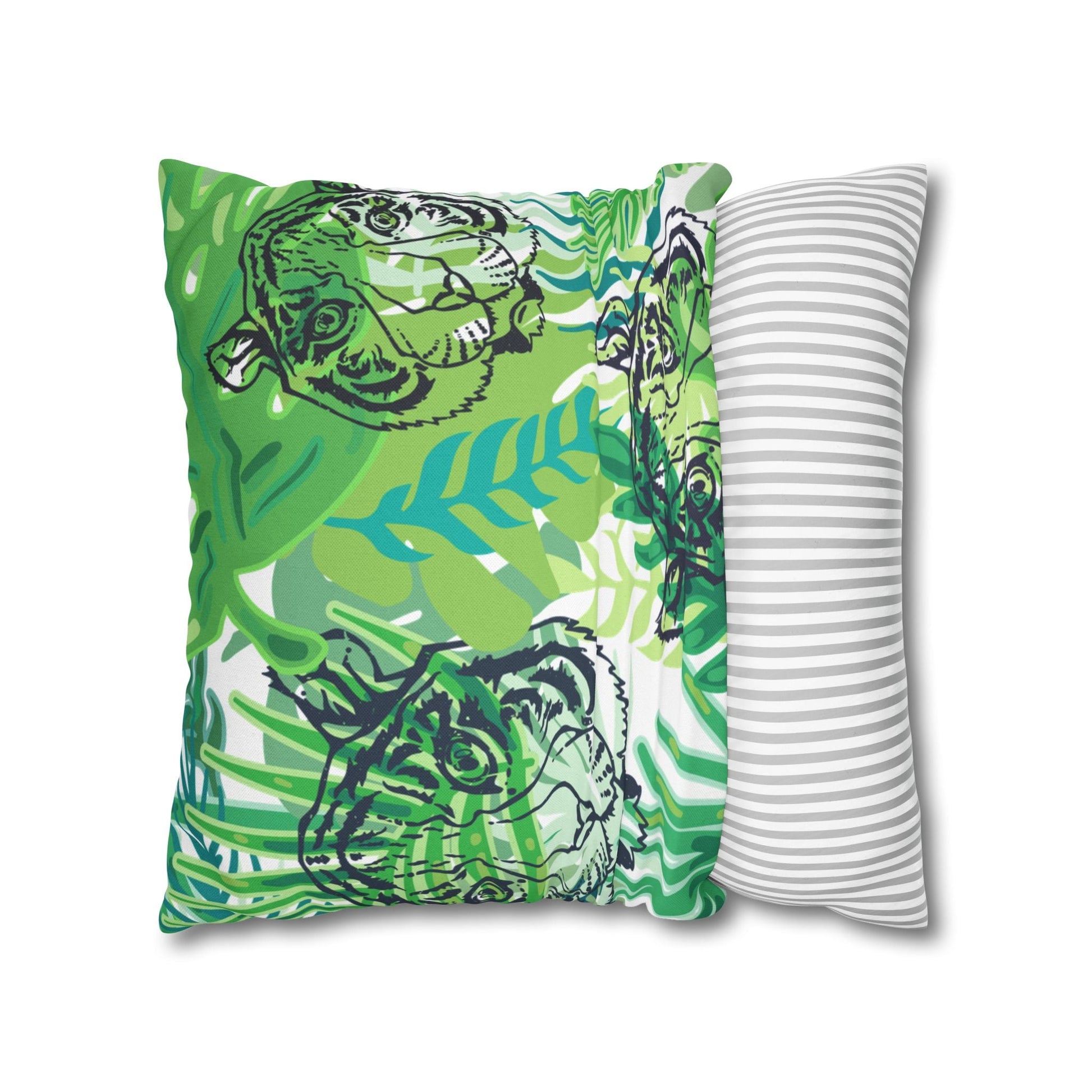 Green Jungle Tiger Pillow, Artsulli - Art is Long, Life is Short, Home Decor, , , , , , , 