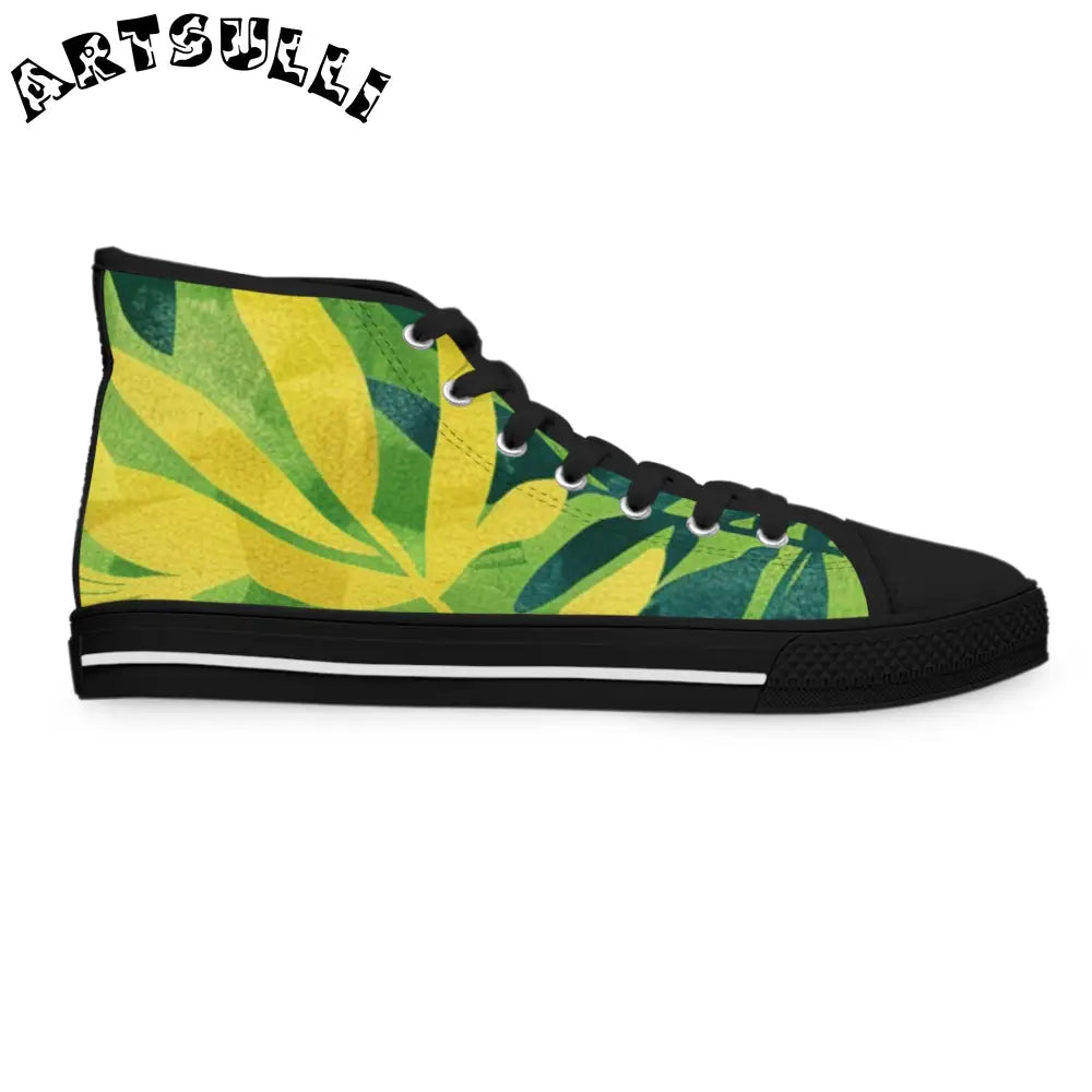 Green Leaf Canvas High Tops, Artsulli - Art is Long, Life is Short, Shoes, , , , , , , 