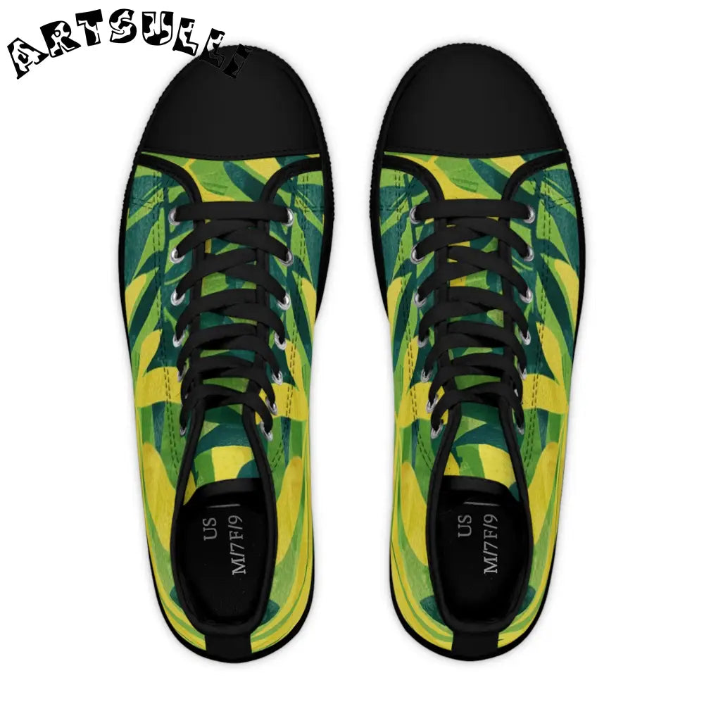 Green Leaf Canvas High Tops, Artsulli - Art is Long, Life is Short, Shoes, , , , , , , 
