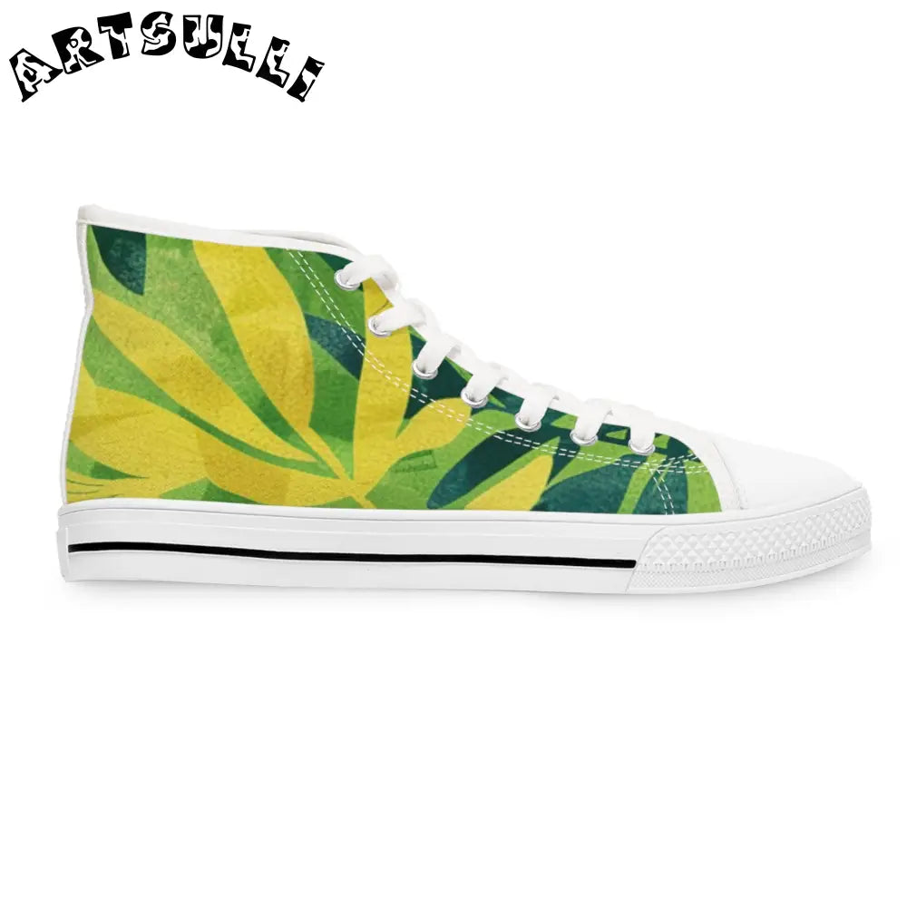 Green Leaf Canvas High Tops, Artsulli - Art is Long, Life is Short, Shoes, , , , , , , 