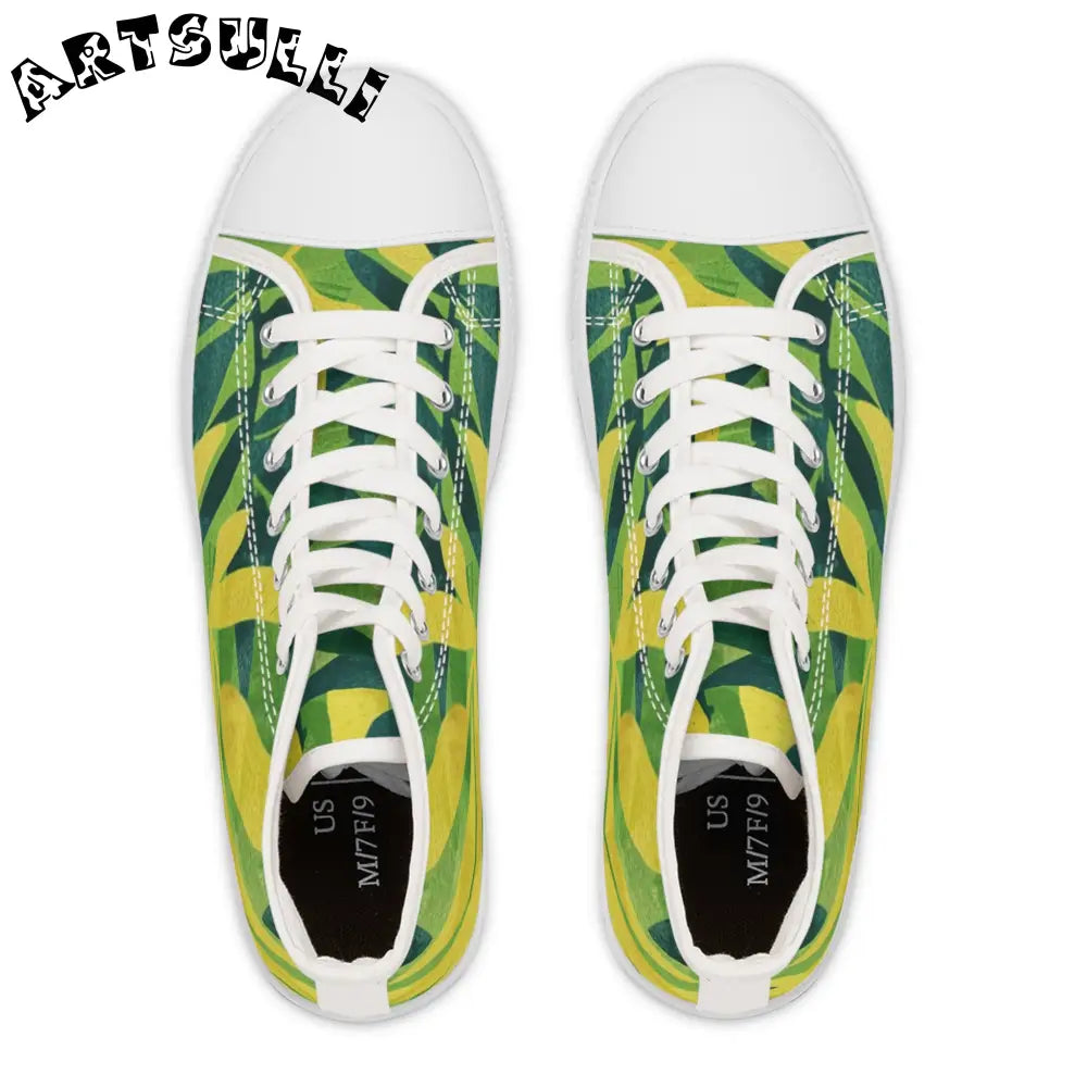 Green Leaf Canvas High Tops, Artsulli - Art is Long, Life is Short, Shoes, , , , , , , 