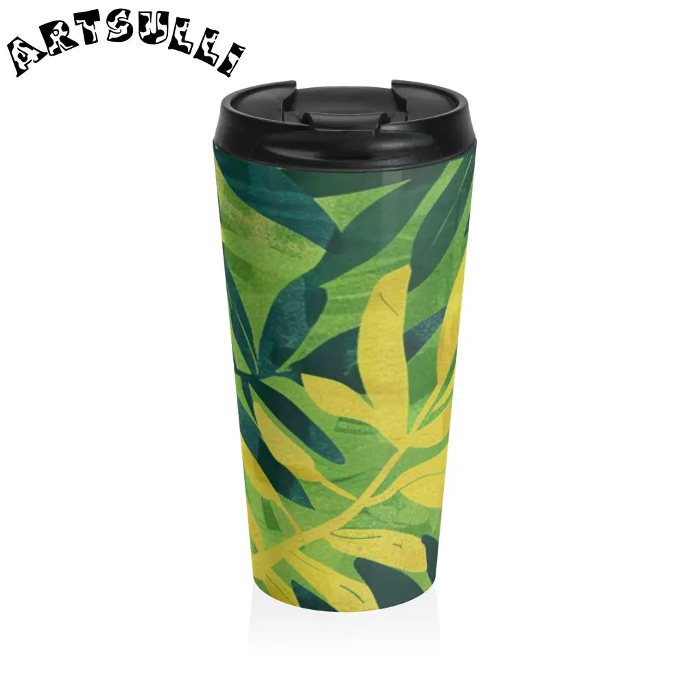 Green Leaf Stainless Steel Travel Mug, Artsulli - Art is Long, Life is Short, Mug, Size, 15oz, , , , , 17462576134583215100