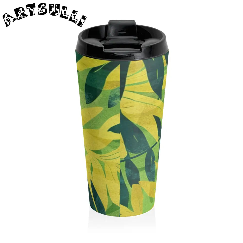 Green Leaf Stainless Steel Travel Mug, Artsulli - Art is Long, Life is Short, Mug, , , , , , , 