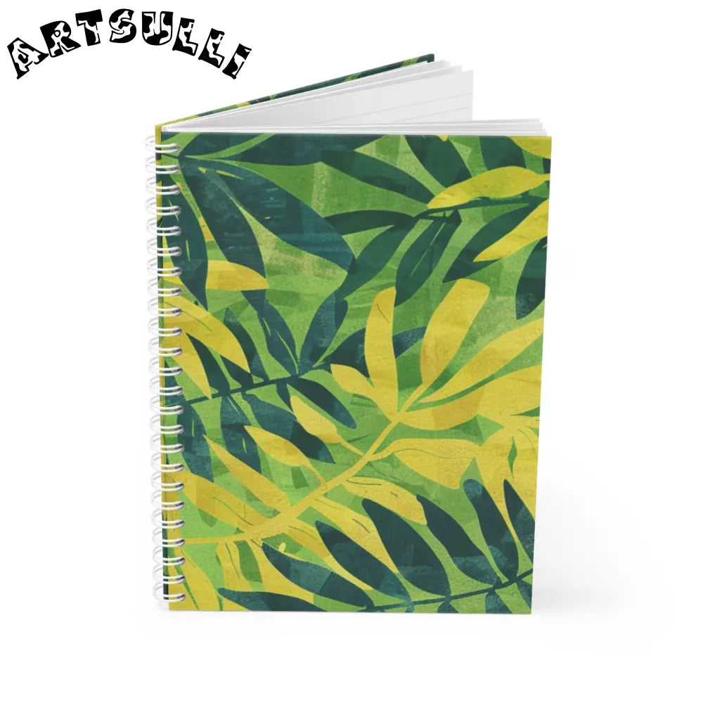 JAKKOUTTHEBXX Green Leaf Wide-Ruled Spiral Notebook 2025