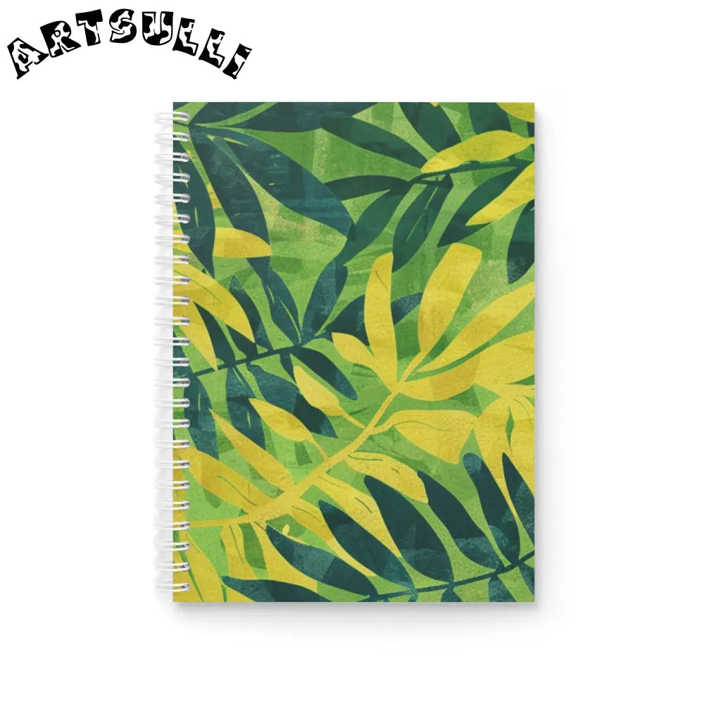 JAKKOUTTHEBXX Green Leaf Wide-Ruled Spiral Notebook 2025