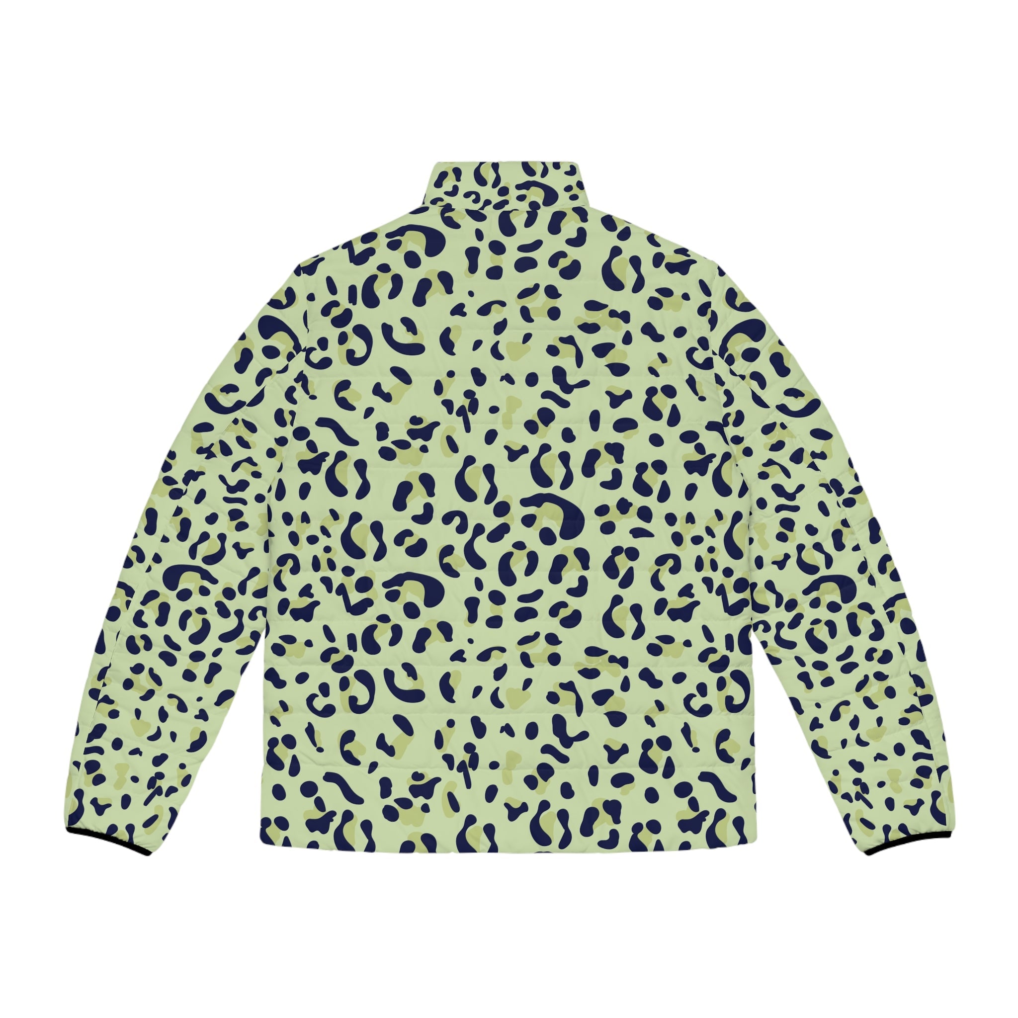 Green Leopard Print Puffer Jacket, Artsulli - Art is Long, Life is Short, All Over Prints, , , , , , , 