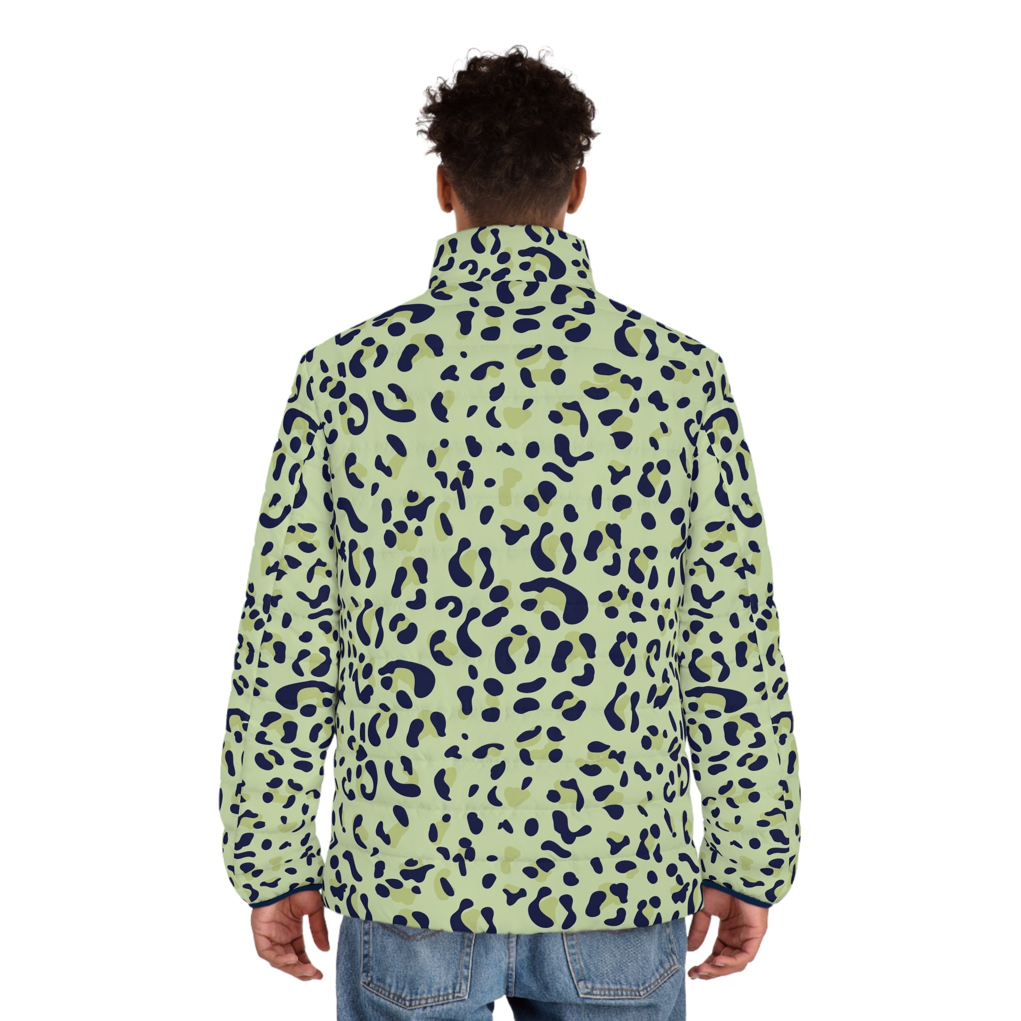Green Leopard Print Puffer Jacket, Artsulli - Art is Long, Life is Short, All Over Prints, , , , , , , 