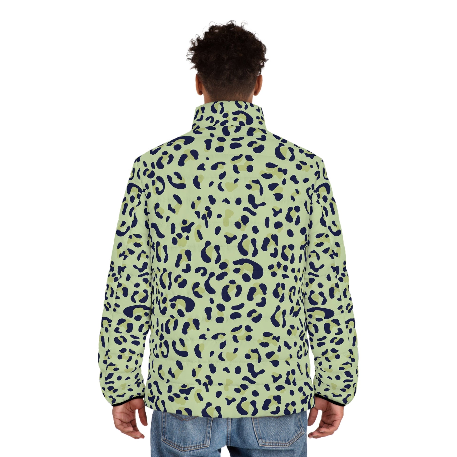 Green Leopard Print Puffer Jacket, Artsulli - Art is Long, Life is Short, All Over Prints, , , , , , , 