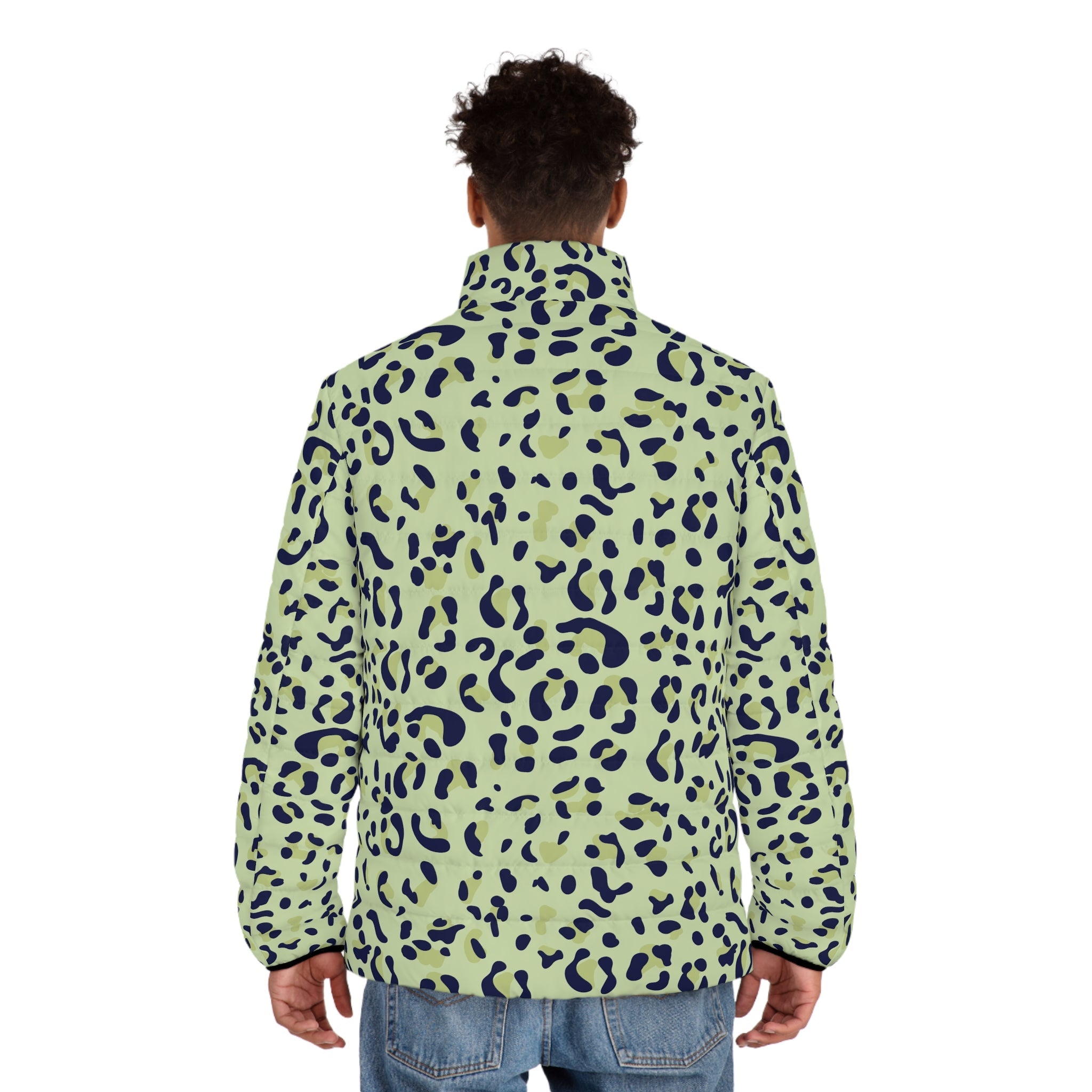 Green Leopard Print Puffer Jacket, Artsulli - Art is Long, Life is Short, All Over Prints, , , , , , , 