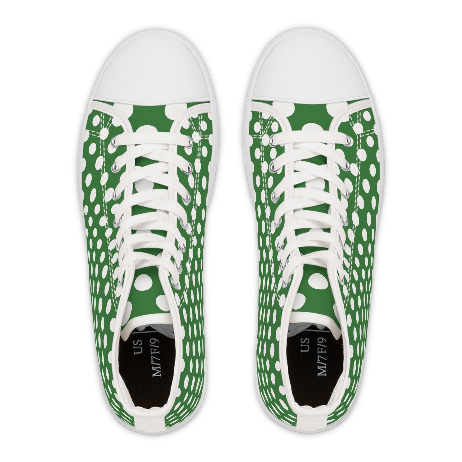 Green Polka Dot High Top Sneakers, Artsulli - Art is Long, Life is Short, Shoes, , , , , , , 