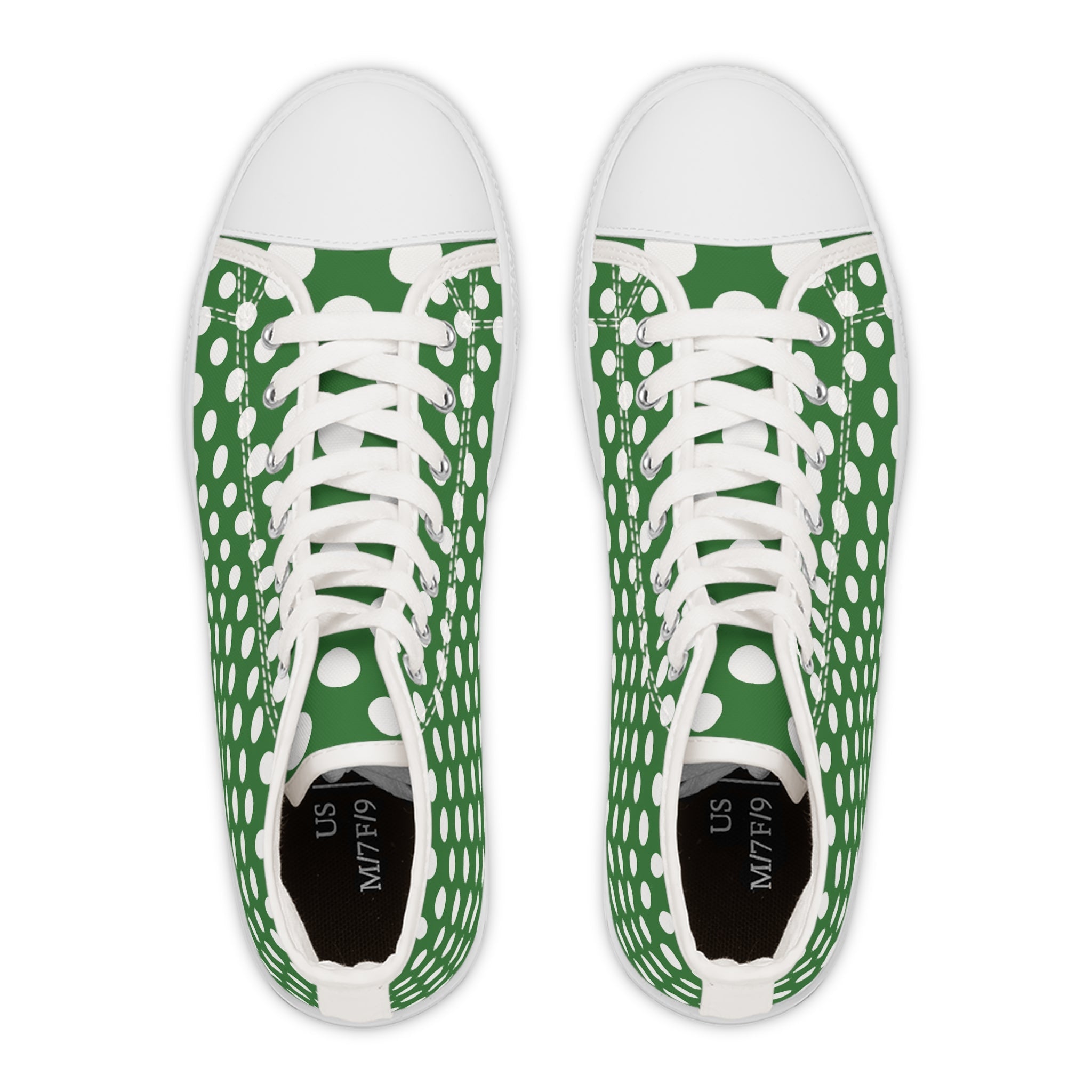 Green Polka Dot High Top Sneakers, Artsulli - Art is Long, Life is Short, Shoes, , , , , , , 
