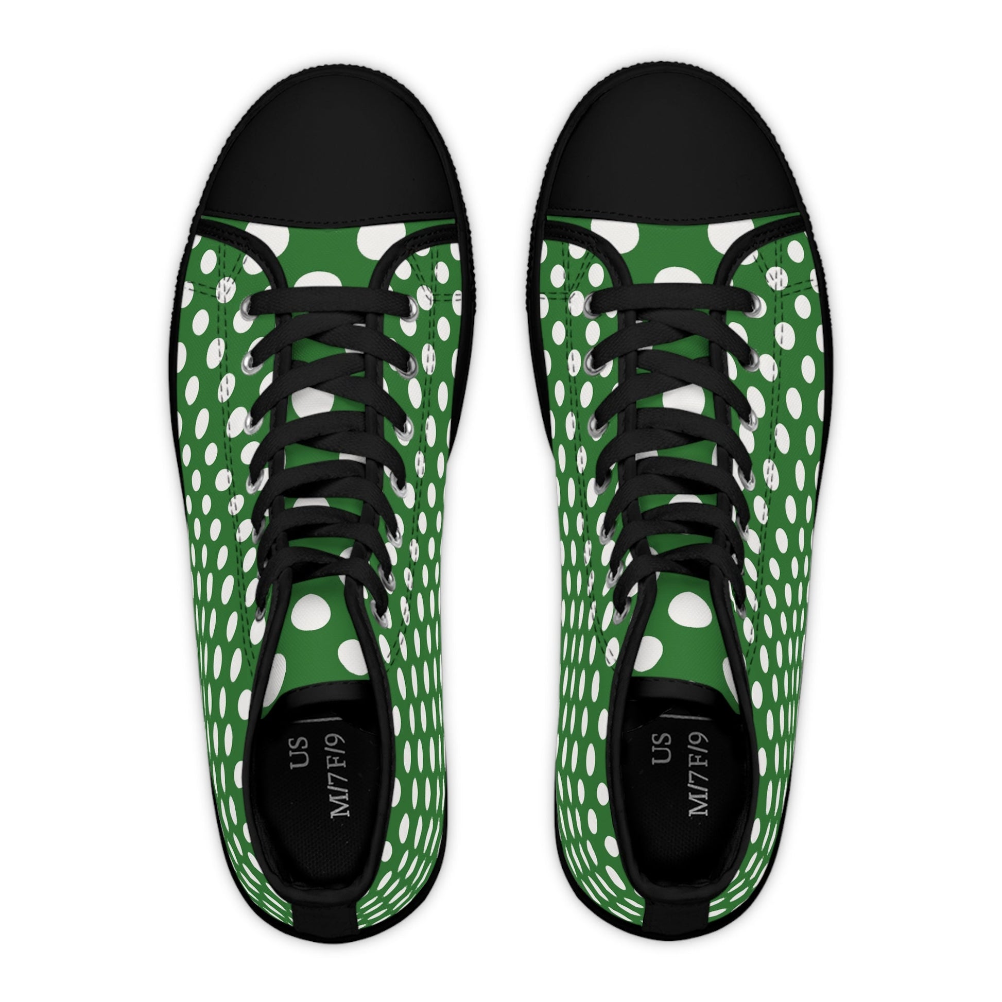 Green Polka Dot High Top Sneakers, Artsulli - Art is Long, Life is Short, Shoes, , , , , , , 