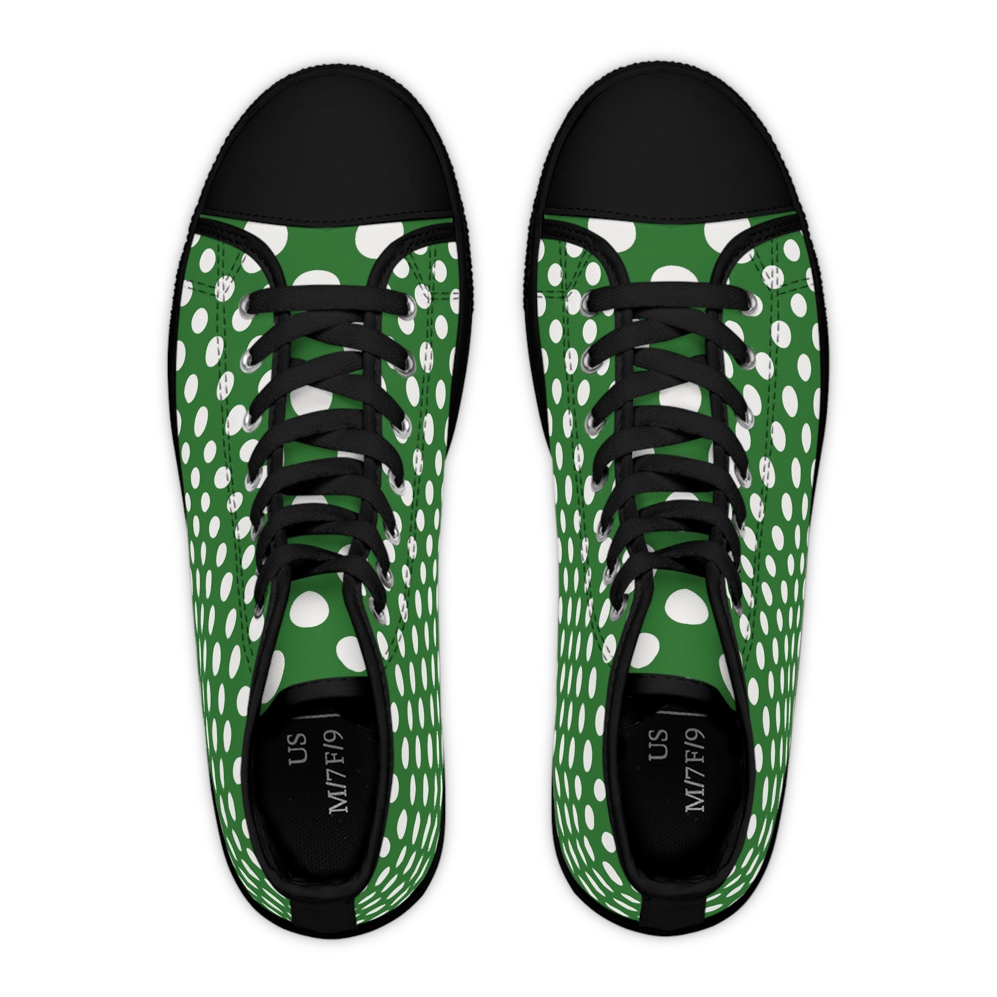 Green Polka Dot High Top Sneakers, Artsulli - Art is Long, Life is Short, Shoes, , , , , , , 